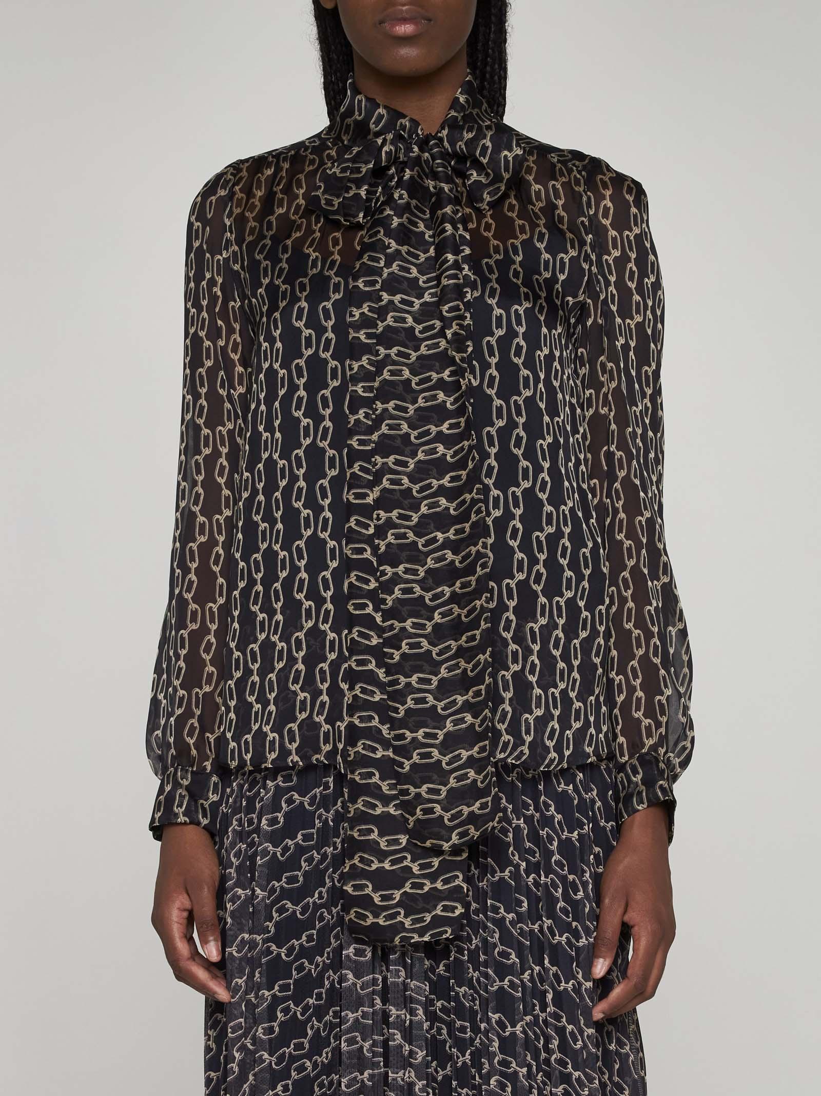 Shop Max Mara Finish Print Silk Shirt In Blue