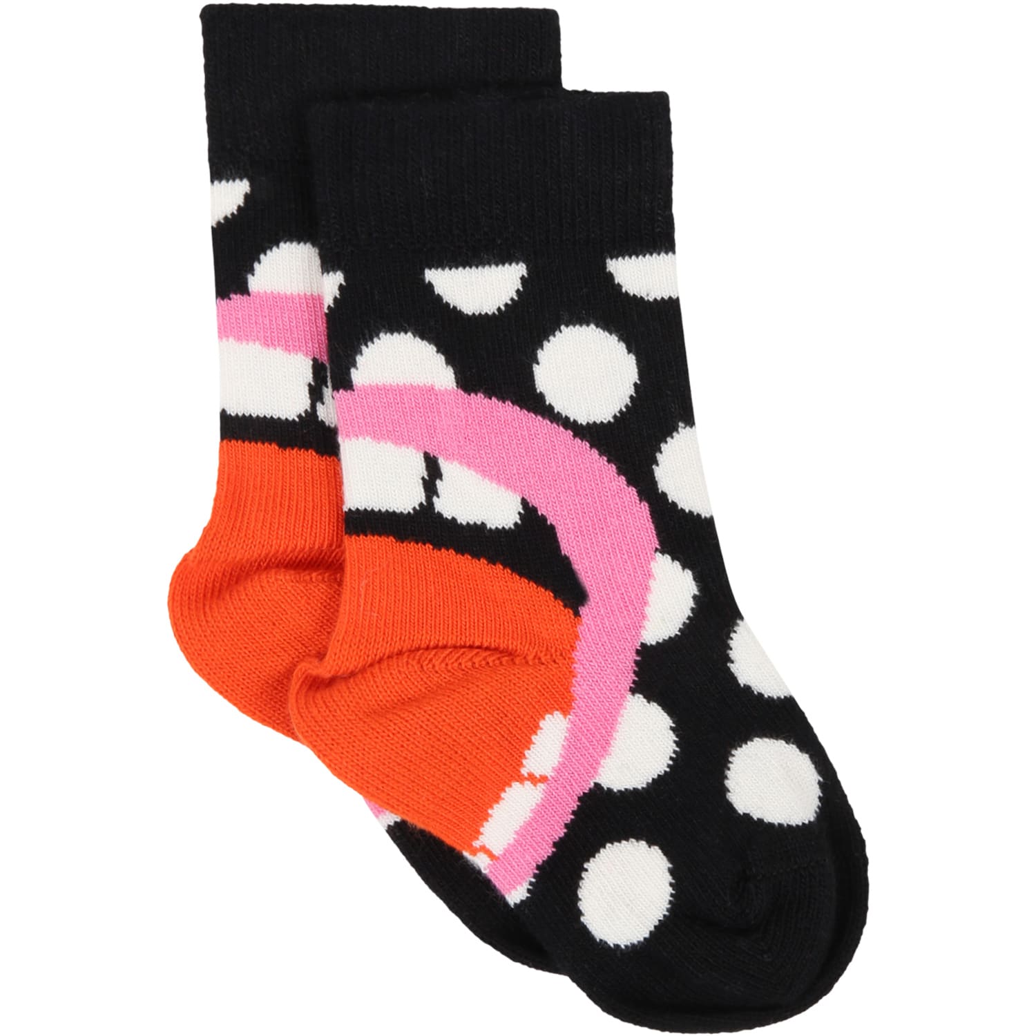 Happy Socks Black Socks For Kids With Polka-dots