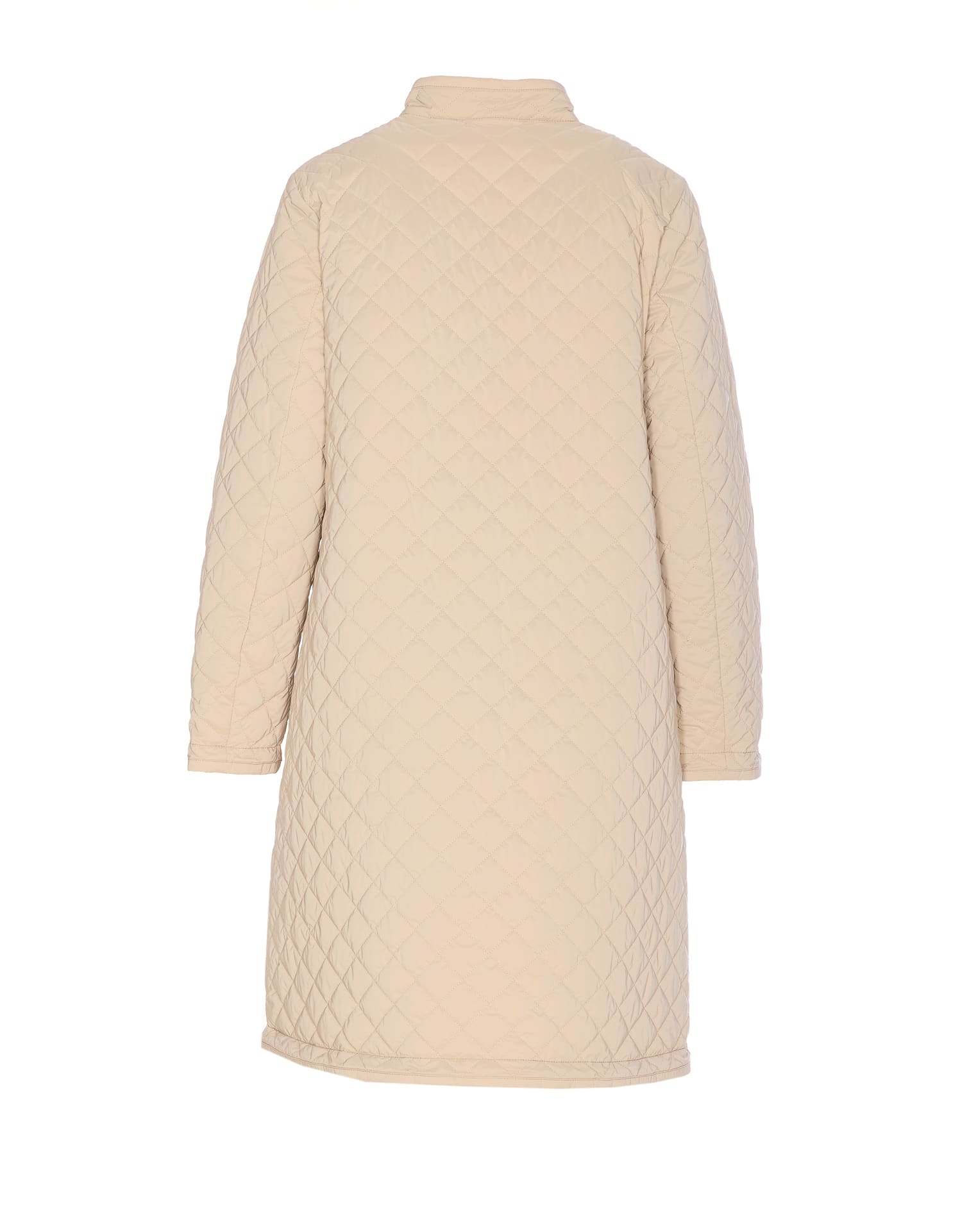 Moorer High Collar Quilted Long Length Jacket In Beige