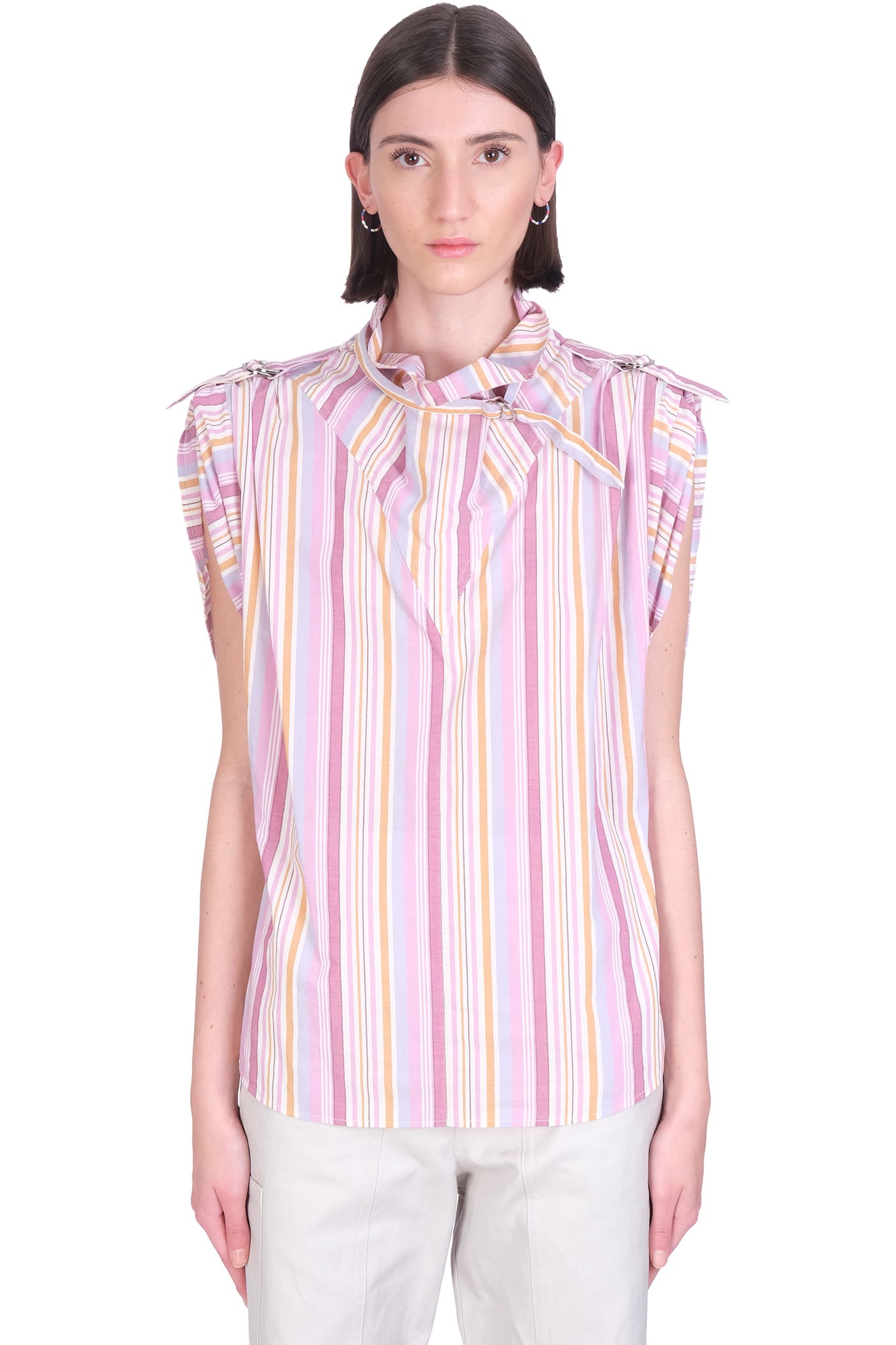 Isabel Marant Tarlame Blouse In Rose-pink Cotton