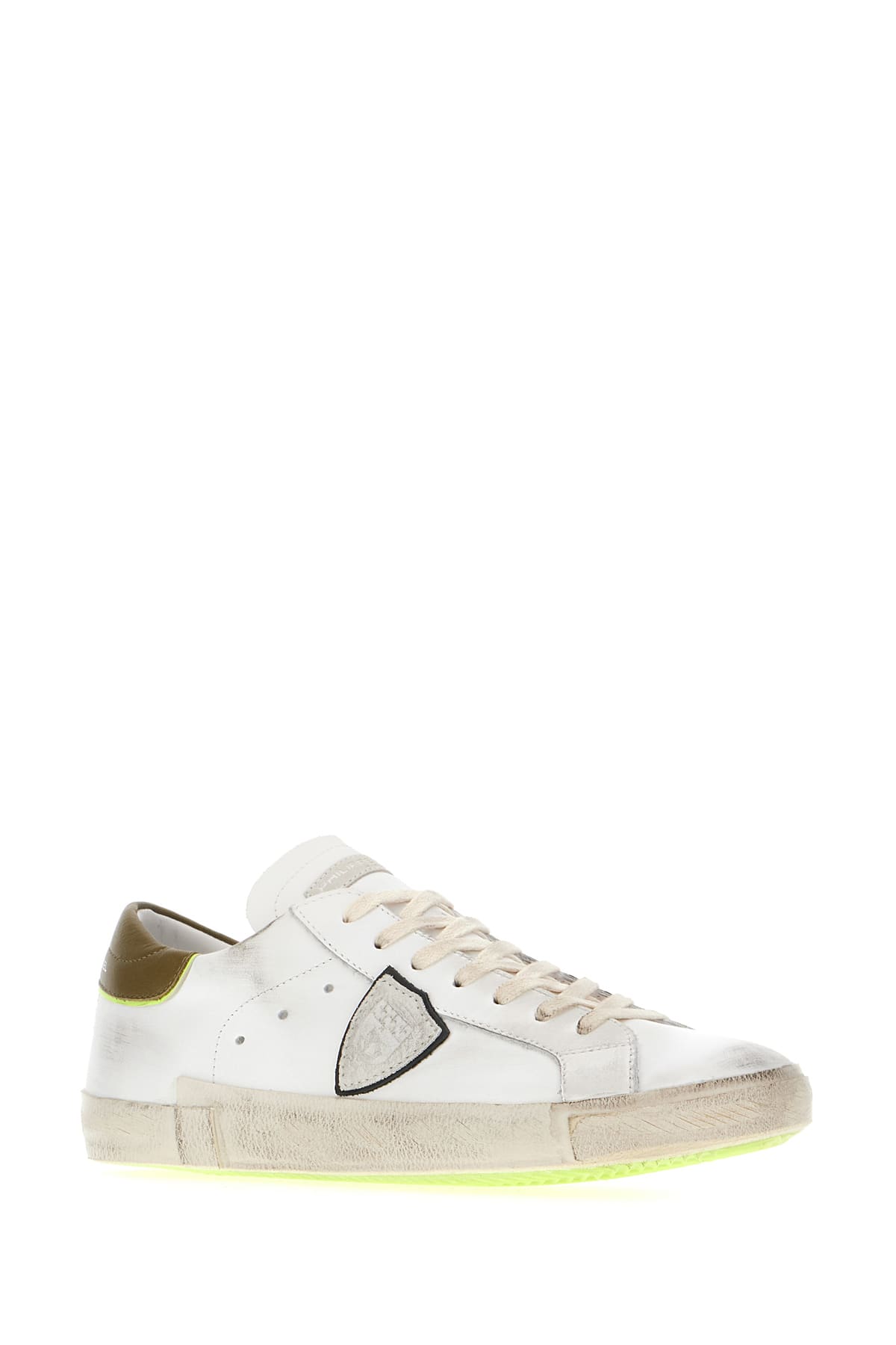 Philippe Model Multicolor Leather Prsx Sneakers In Bianco Militare