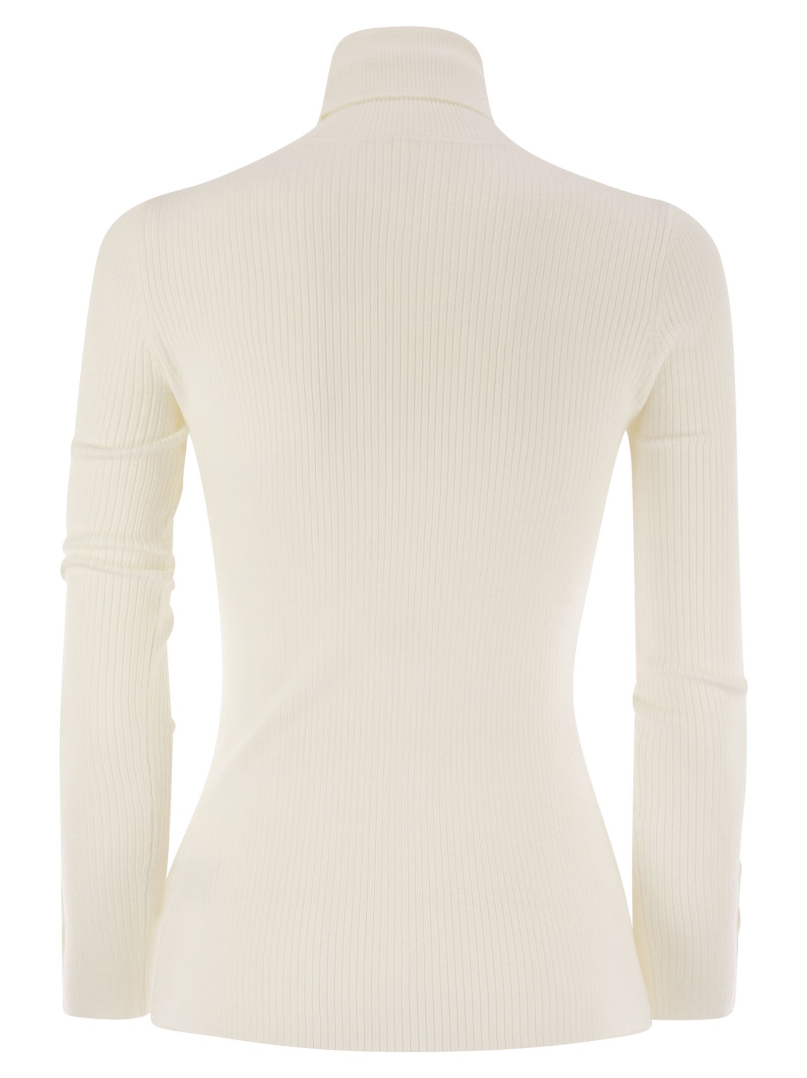 Elisabetta Franchi Ribbed Knit With Pocket In White