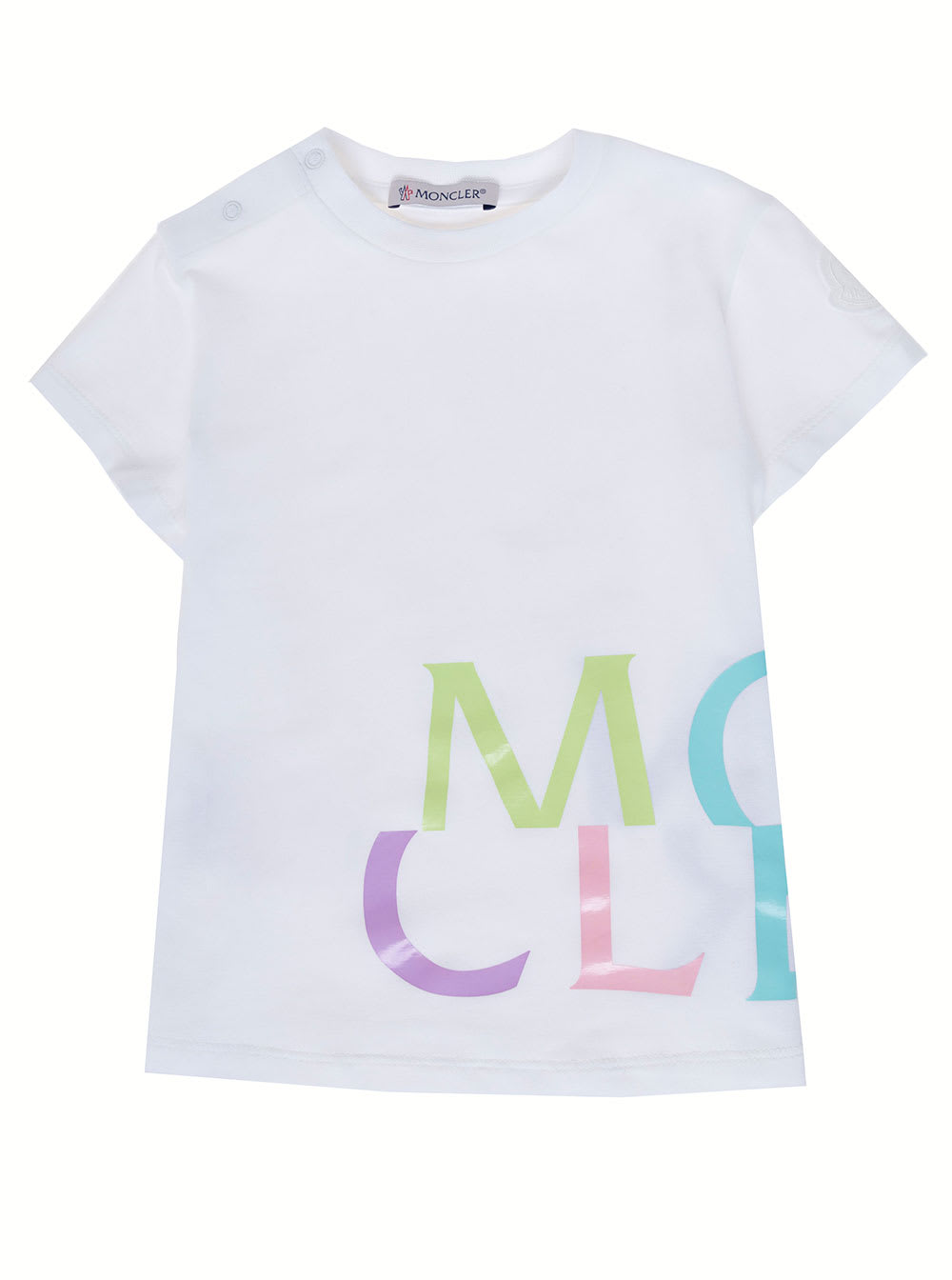 MONCLER GIRL COTTON WHITE T-SHIRT WITH PRINT