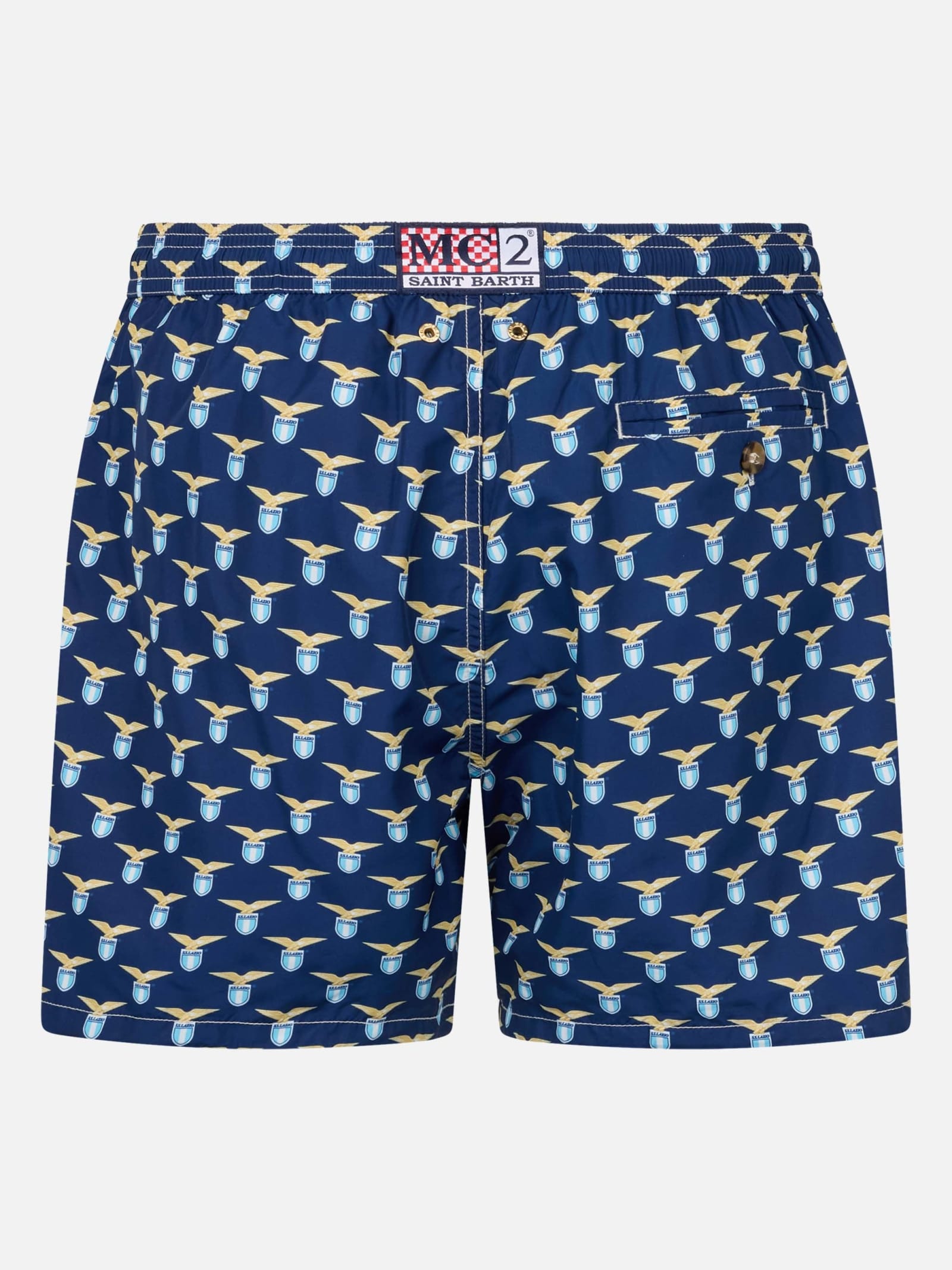 MC2 SAINT BARTH MAN LIGHTWEIGHT FABRIC SWIM SHORTS WITH LAZIO LOGO PRINT SS LAZIO SPECIAL EDITION