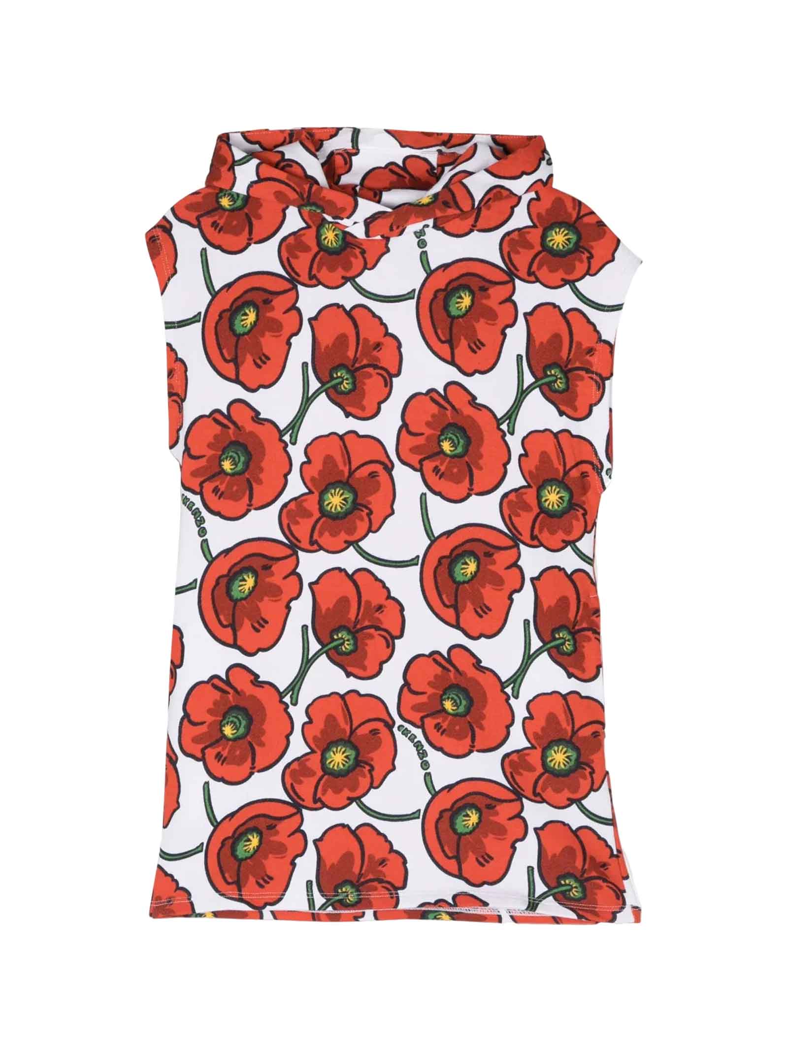 Shop Kenzo White/red Dress Girl In Multicolor
