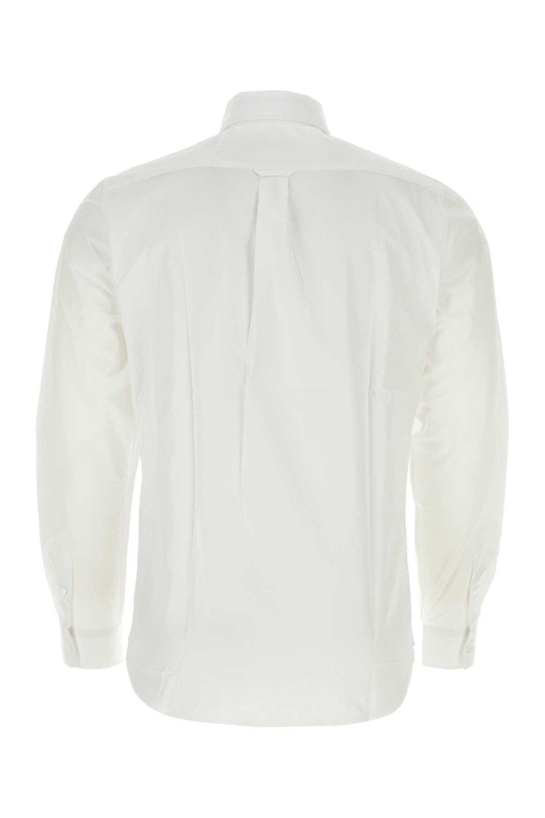 Shop Maison Kitsuné Fox Head Patch Long-sleeved Shirt In White