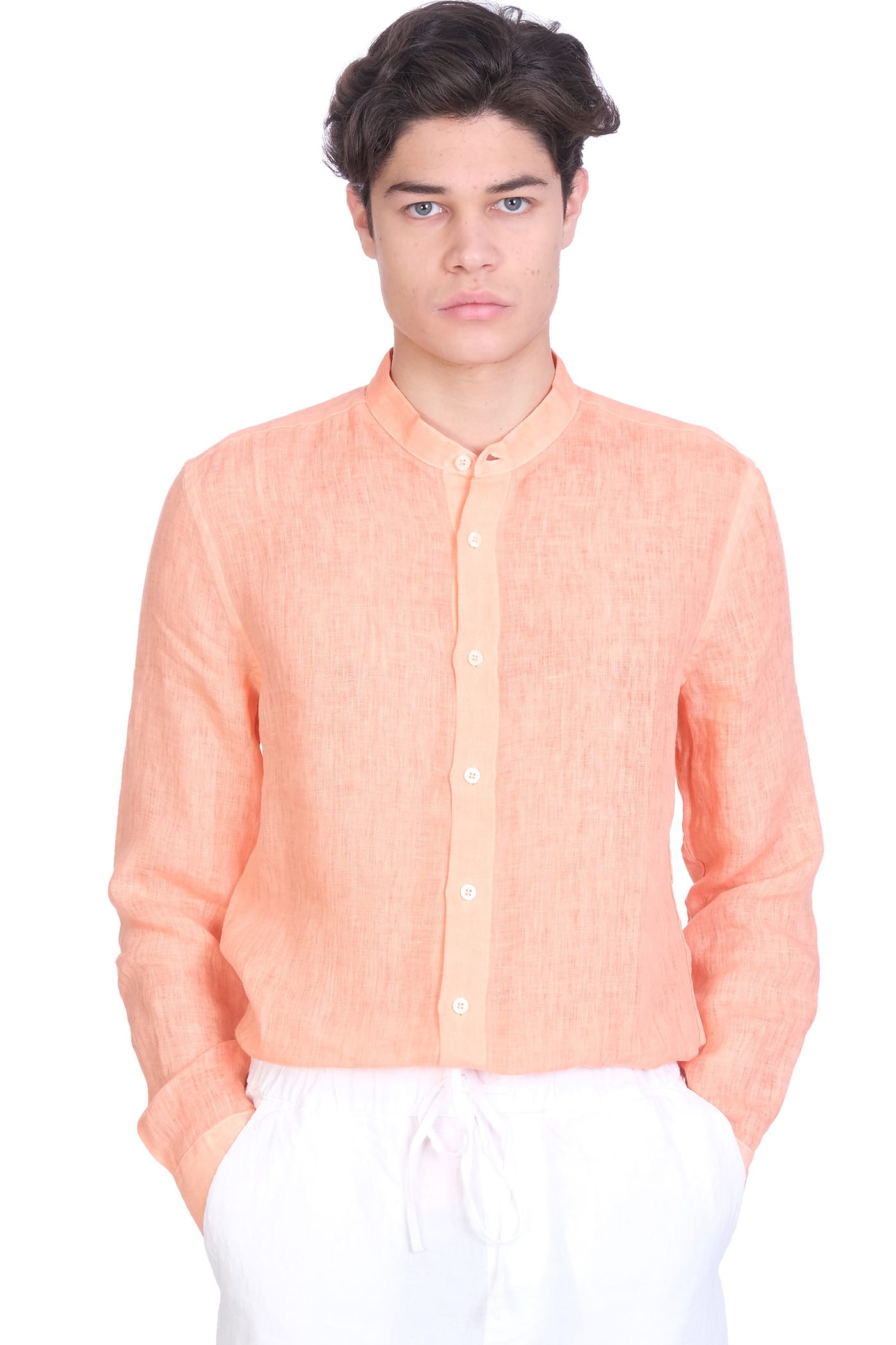 120% Lino Shirt In Orange Linen