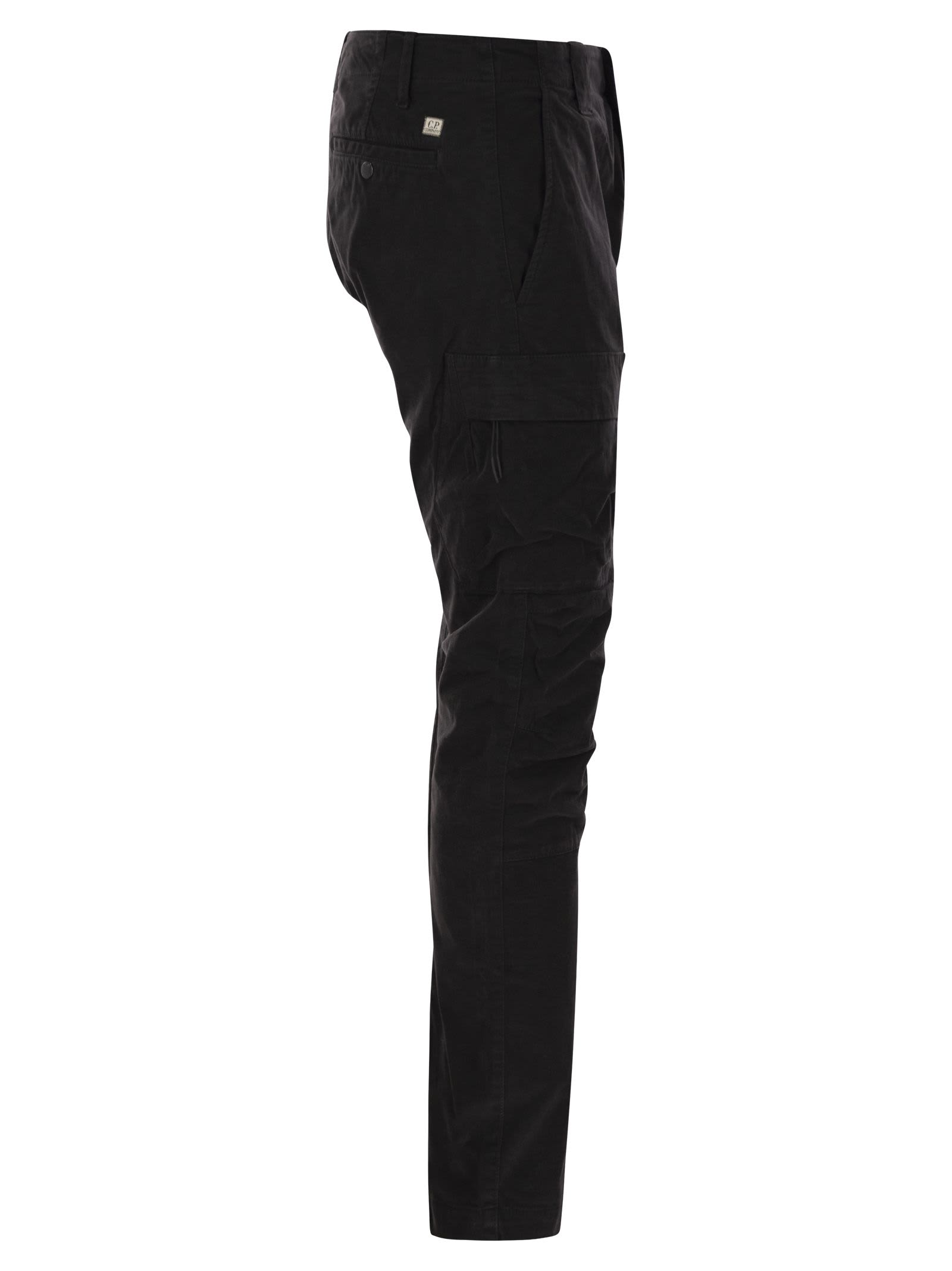 Shop C.p. Company Cargo Trousers With Ergonomic Lenses In Black