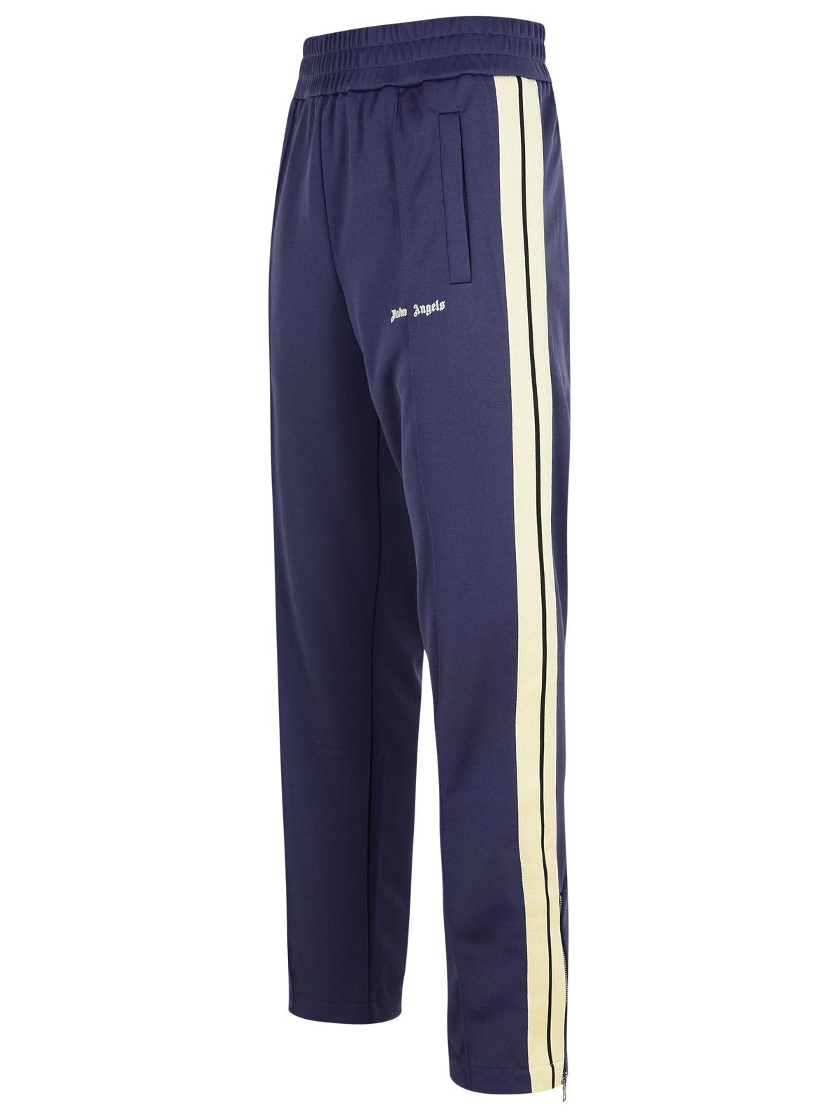 Shop Palm Angels Jogger Navy Polyester Pants In Blue