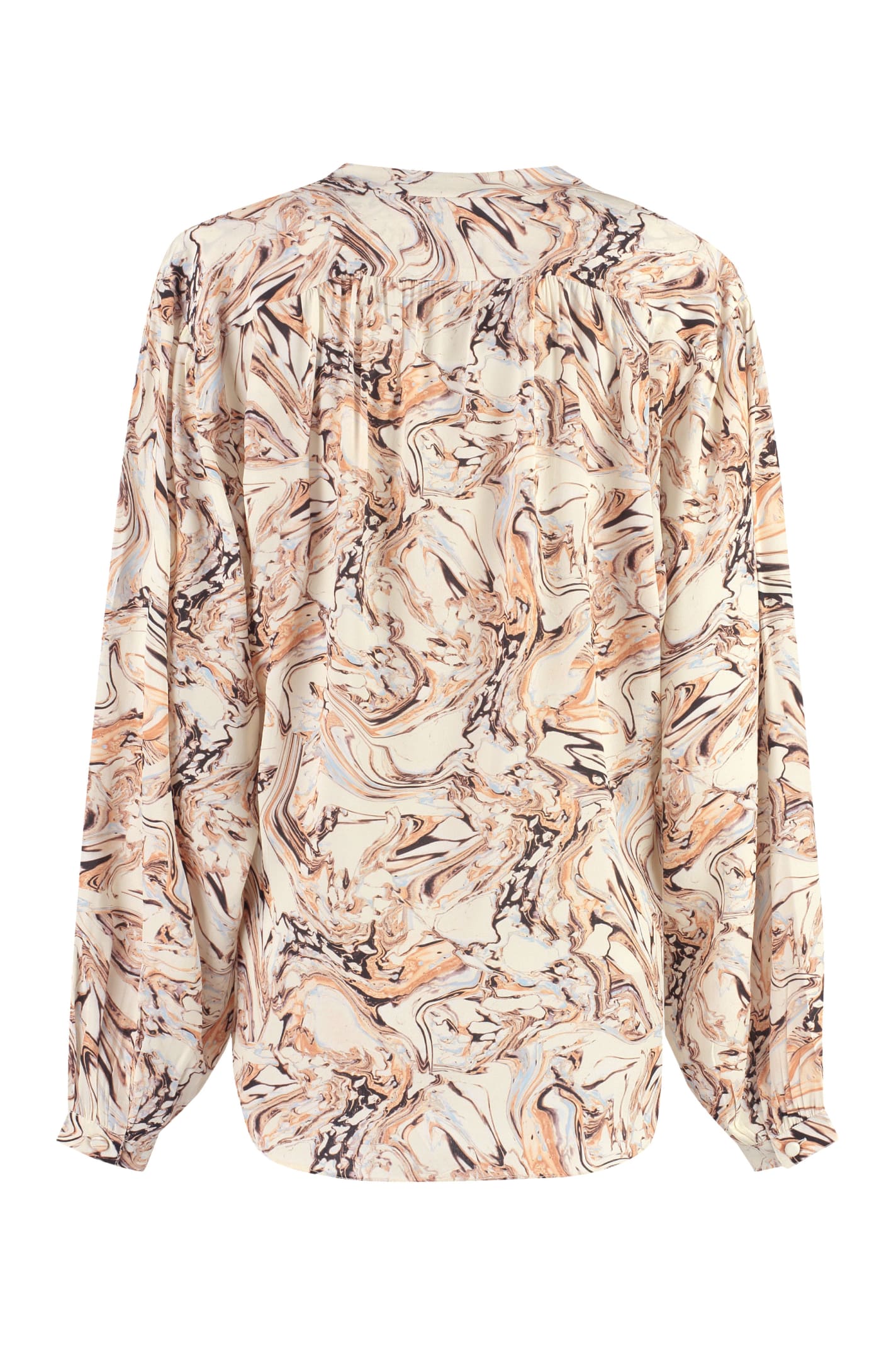 Shop Isabel Marant Tiphaine Printed Silk Blouse In Beige
