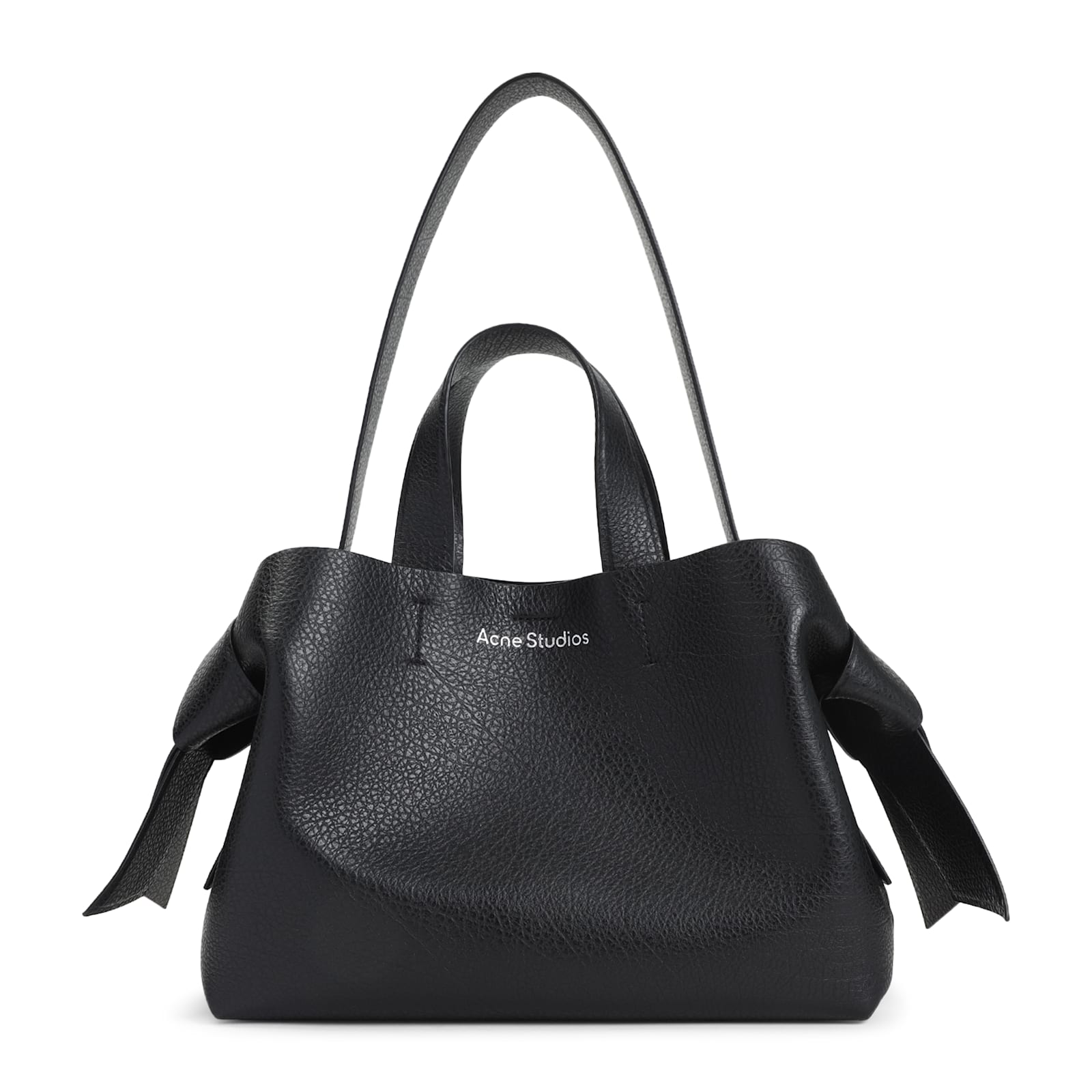 Acne Studios Textured Grained Leather Shoulder Bag In Black