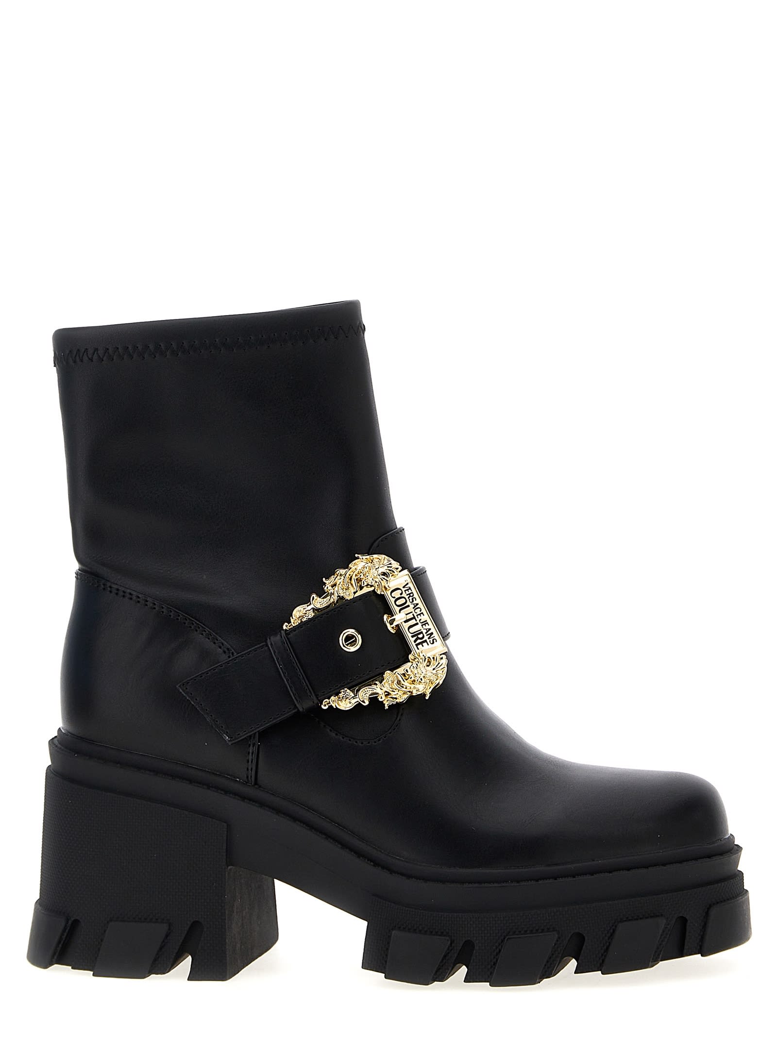 Versace Jeans Couture 'sophie' Block Heel Ankle Boots In Black