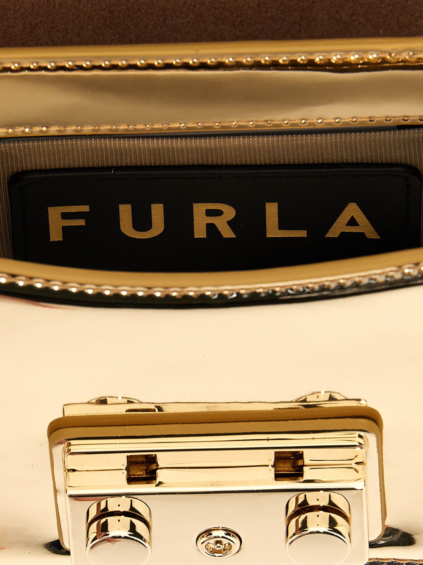 Shop Furla Metropolis Mini Crossbody Bag In Color Gold