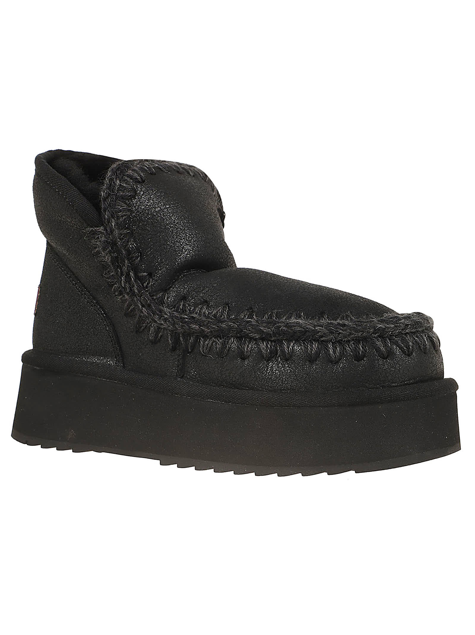 Shop Mou Mini Eskimo Platform Boot In Cbkg Cracked Black Grey