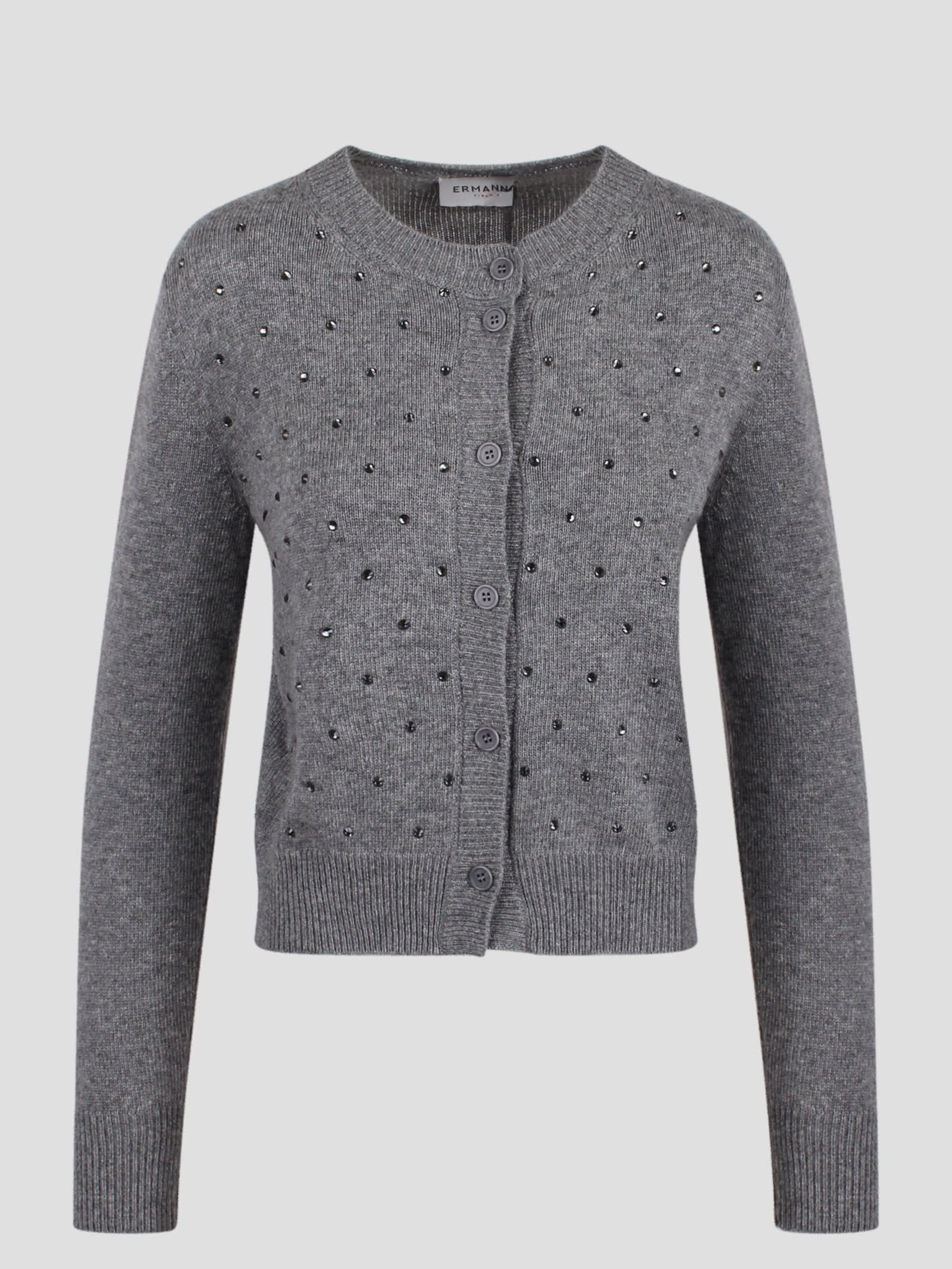 Ermanno Firenze Rhinestone-embellished Cardigan In Gray