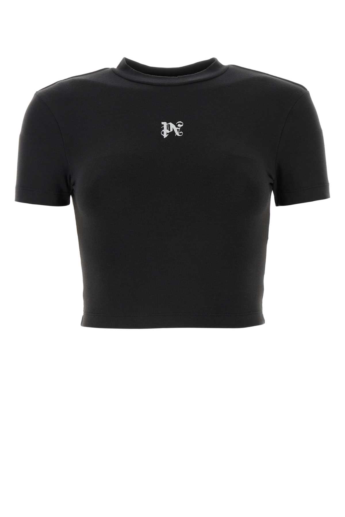 Palm Angels Black Stretch Cotton Blend T-shirt