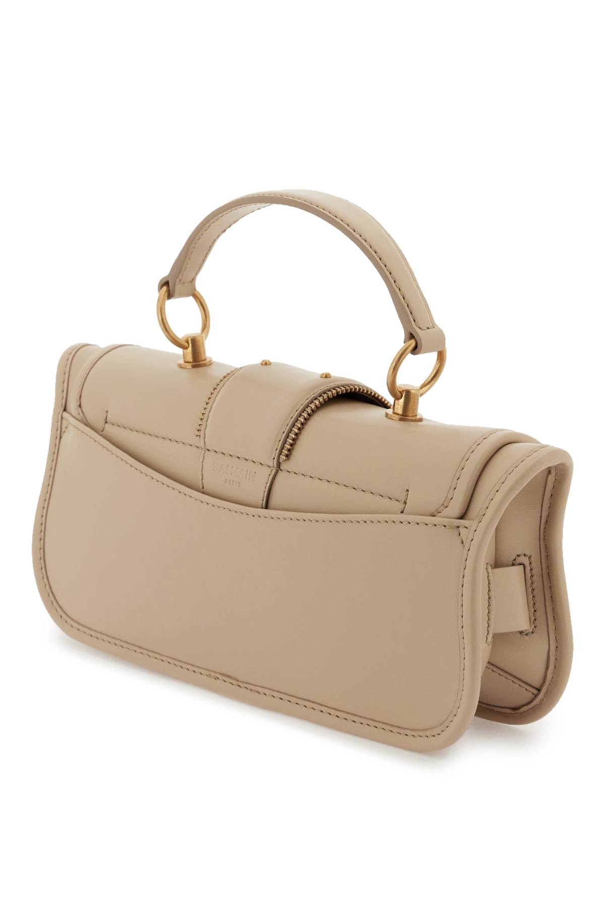 Balmain Baguette Bag With Monogram Buckle In Sable (beige)