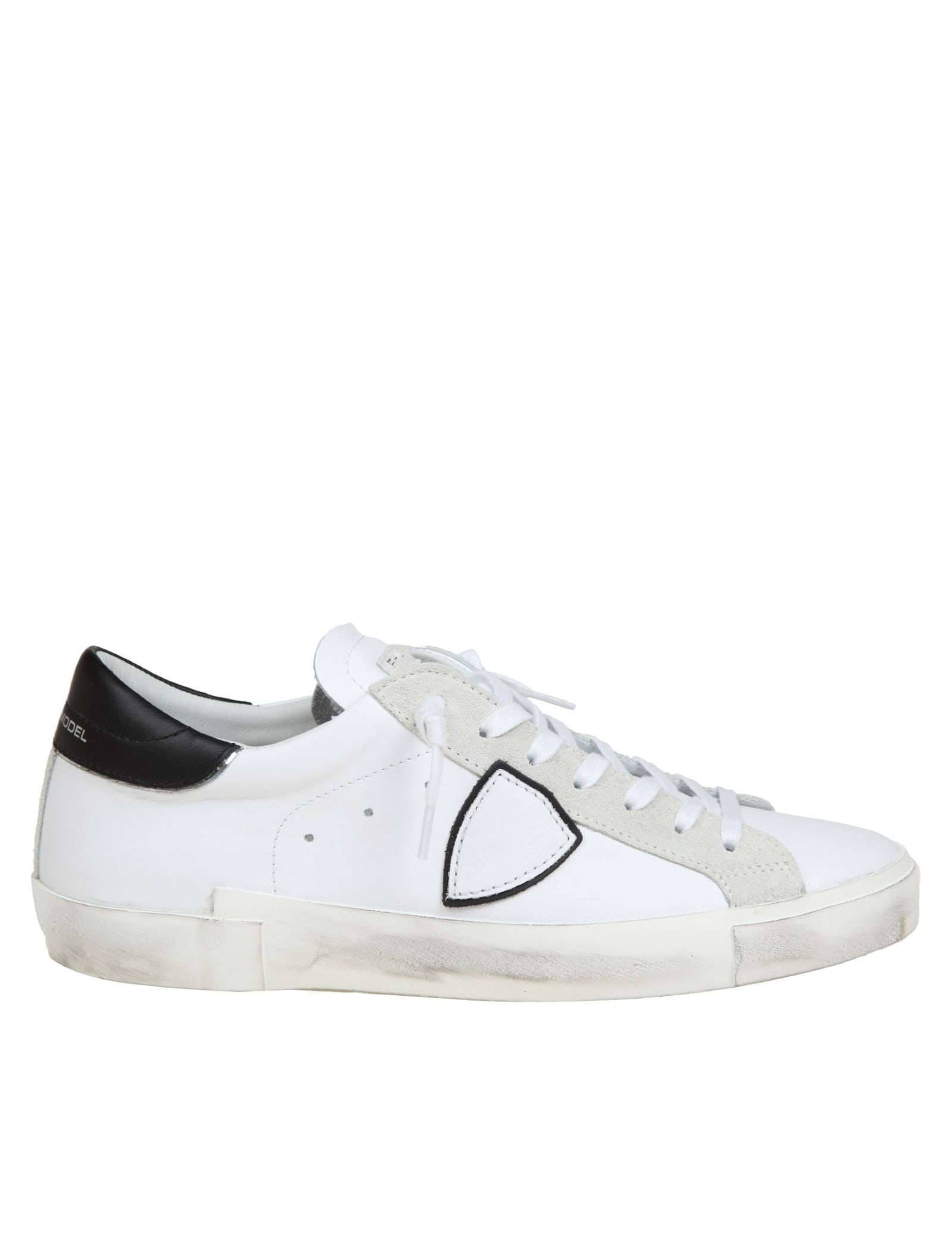 Shop Philippe Model Prsx Low Sneakers In White/black Leather