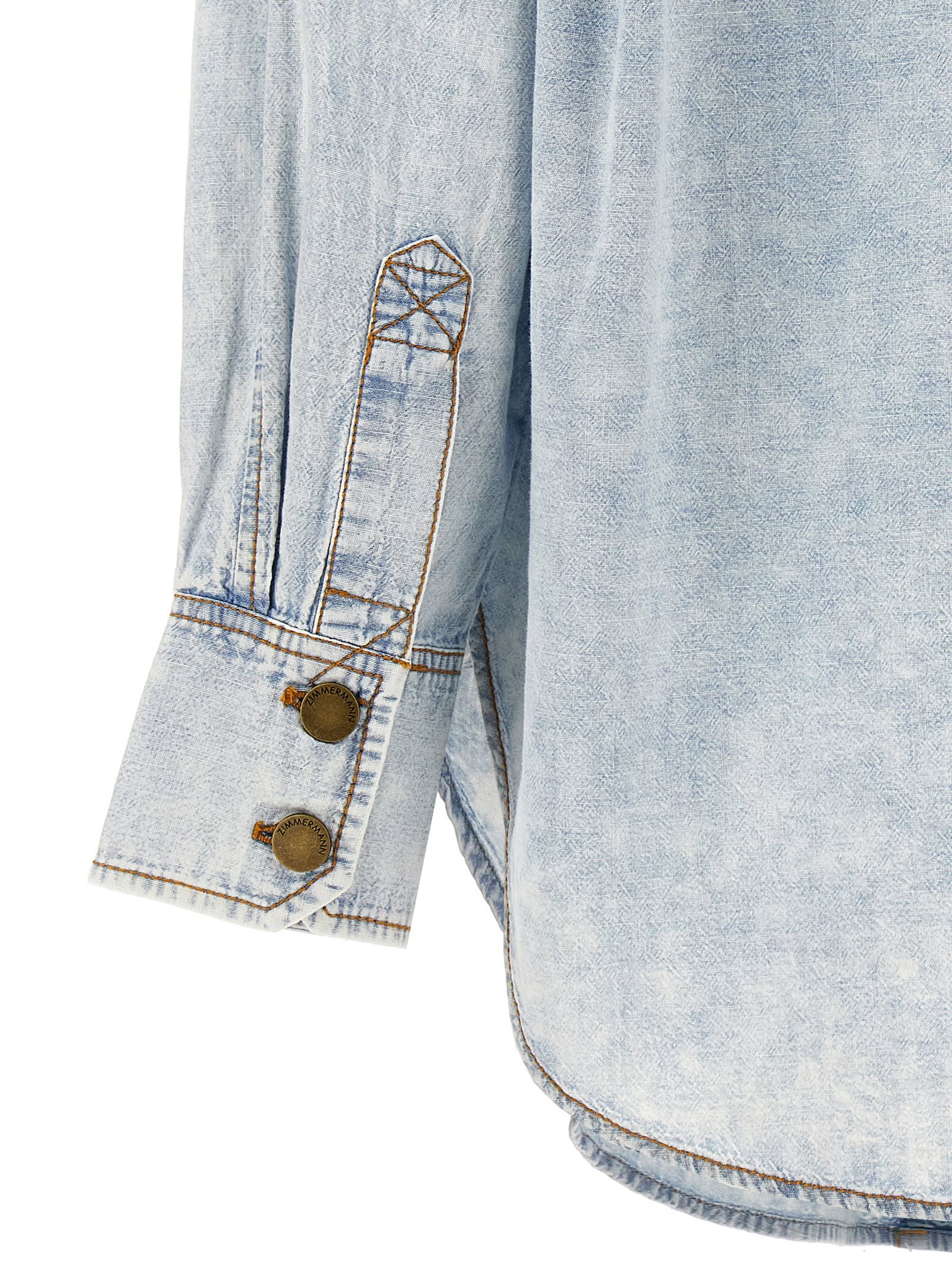 Shop Zimmermann Denim Shirt In Light Blue