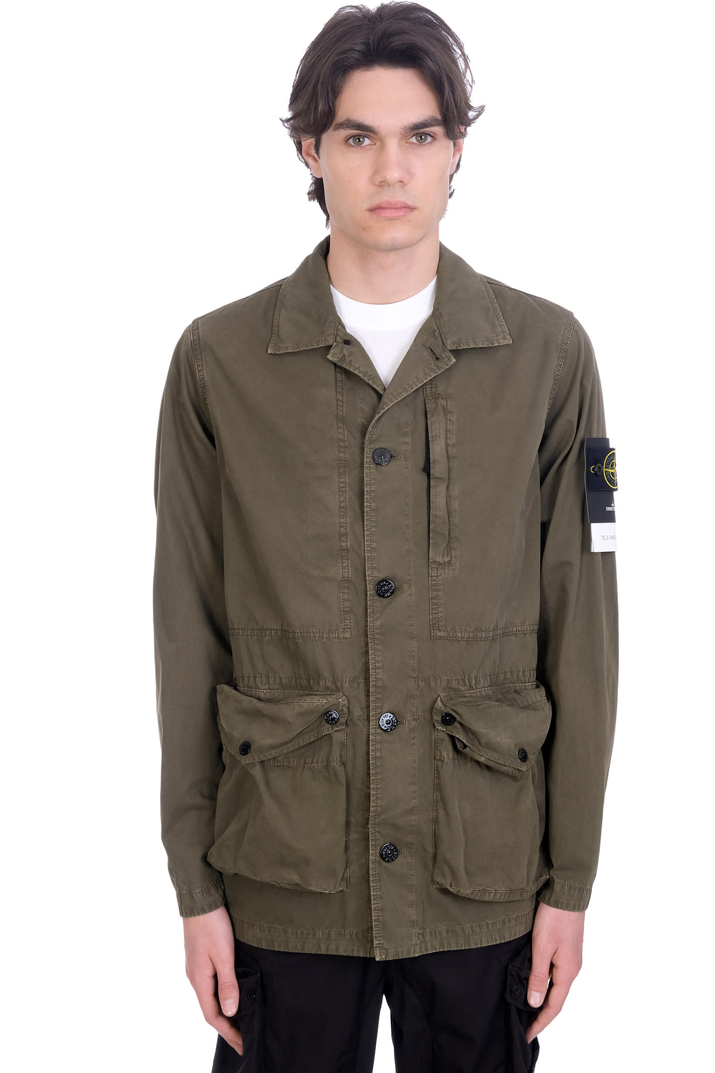 Stone Island Casual Jacket In Green Cotton