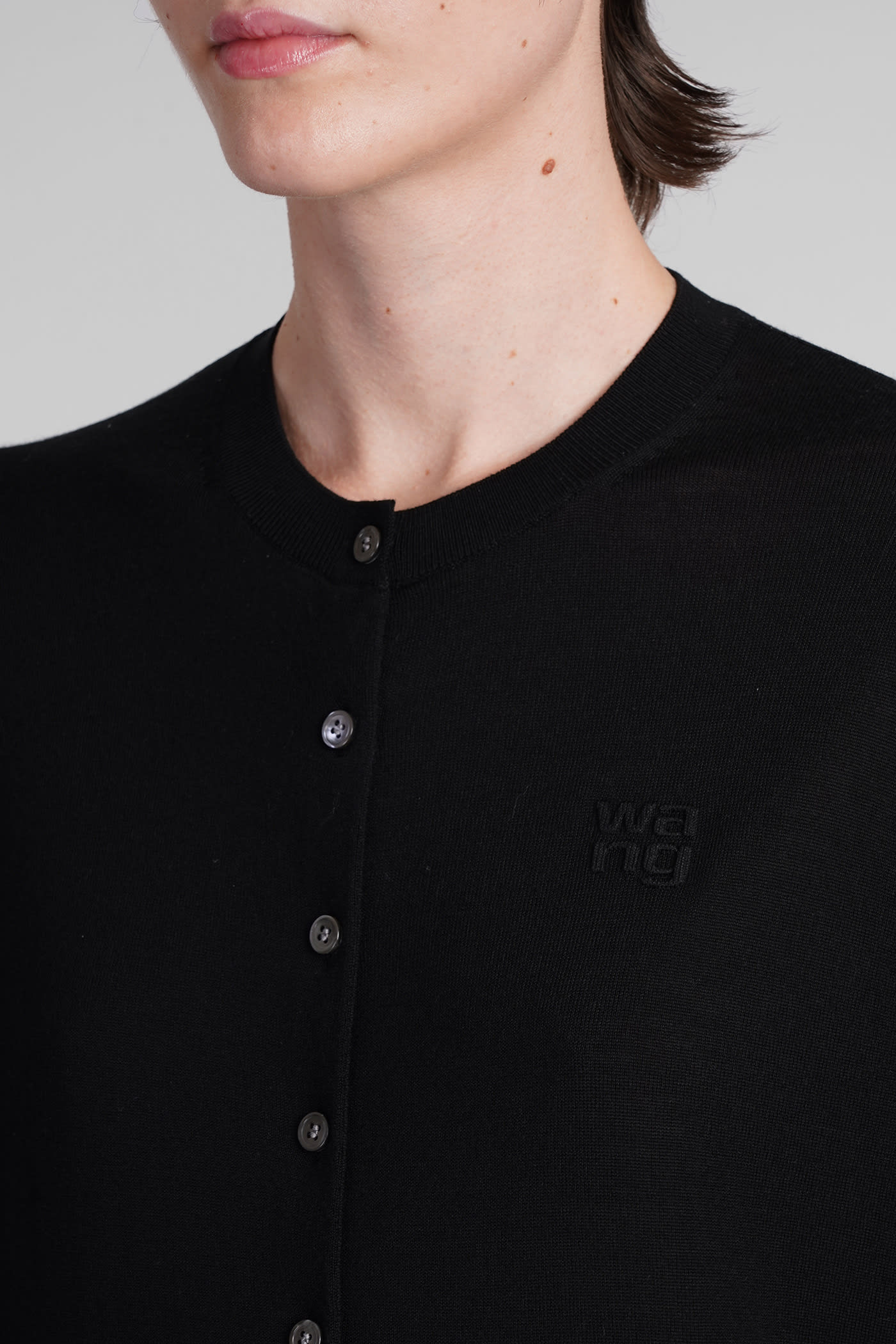 Alexander Wang T Classic Cardigan With Embossed Logo-s Nd T By Alexander Wang Female In Black