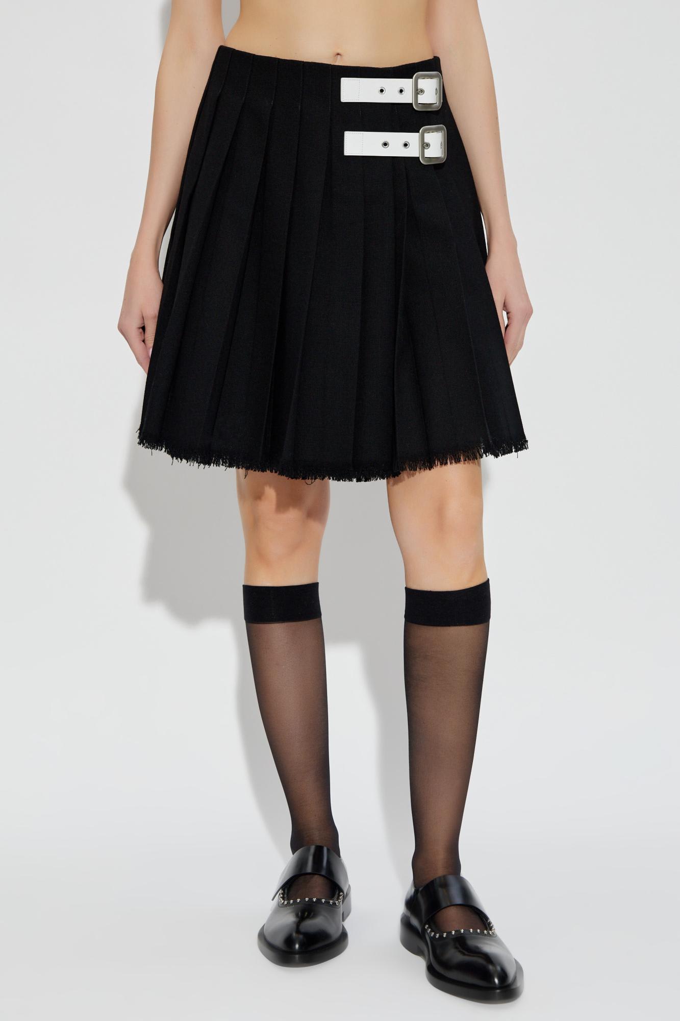 Jil Sander Pleated Skirt With `vintage` Effect In Black