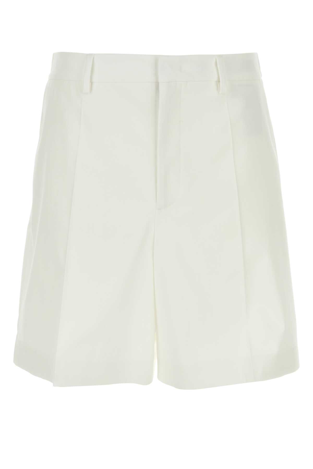 White Cotton Bermuda Shorts
