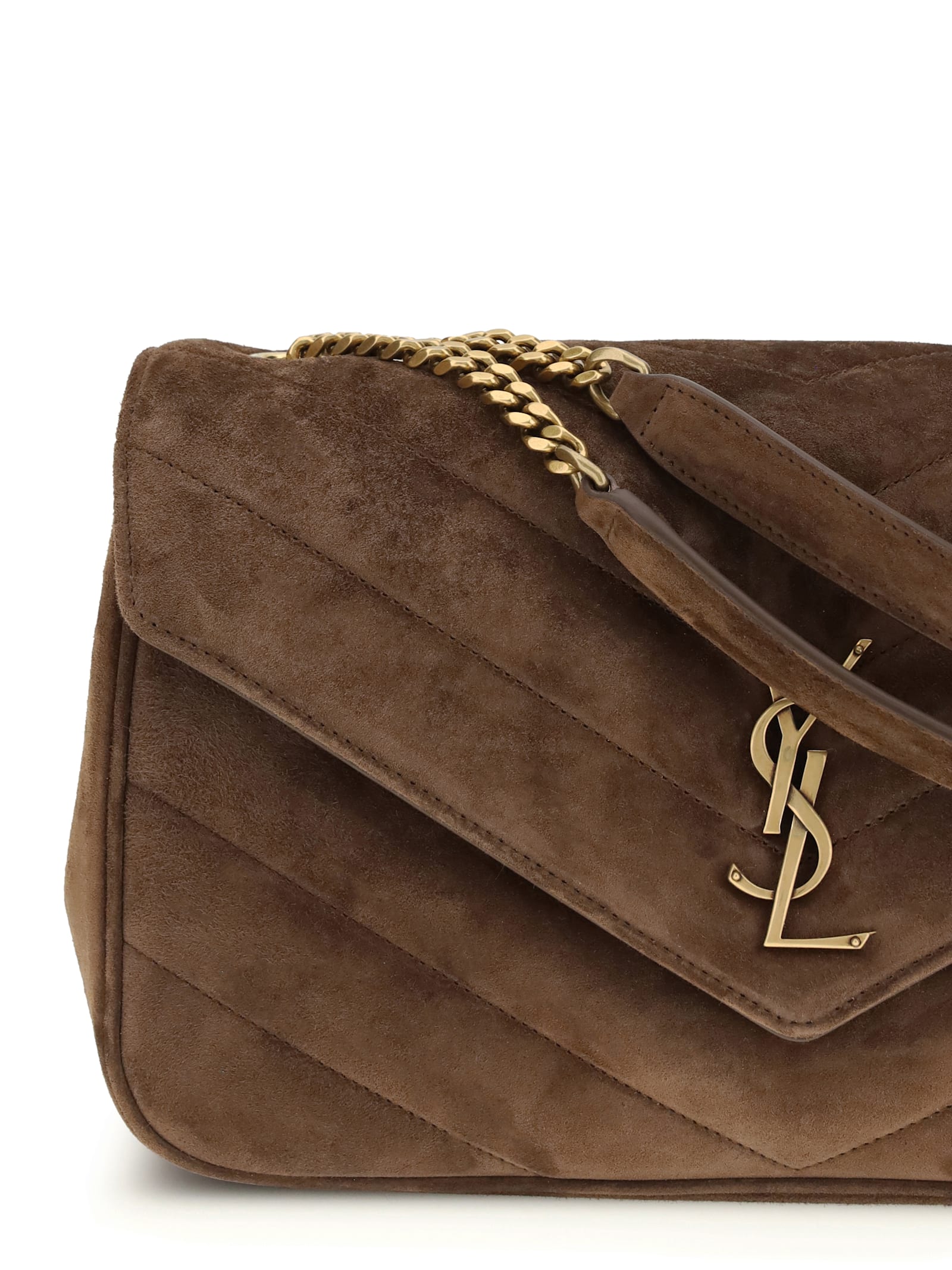 Saint Laurent Medium Loulou Quilted Chain-strap Shoulder Bag In Brown