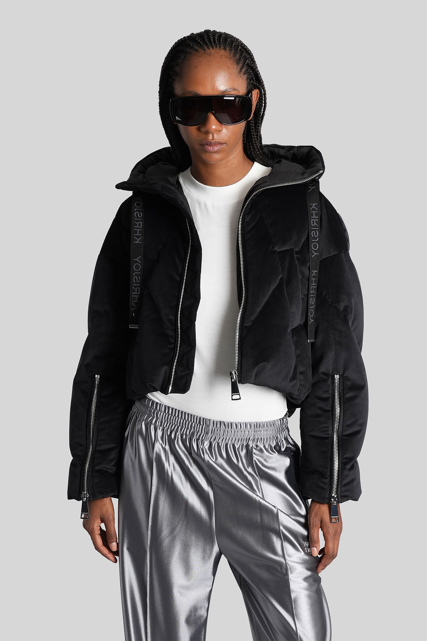 Khrisjoy Quilted Cropped Puffer Jacket In Black