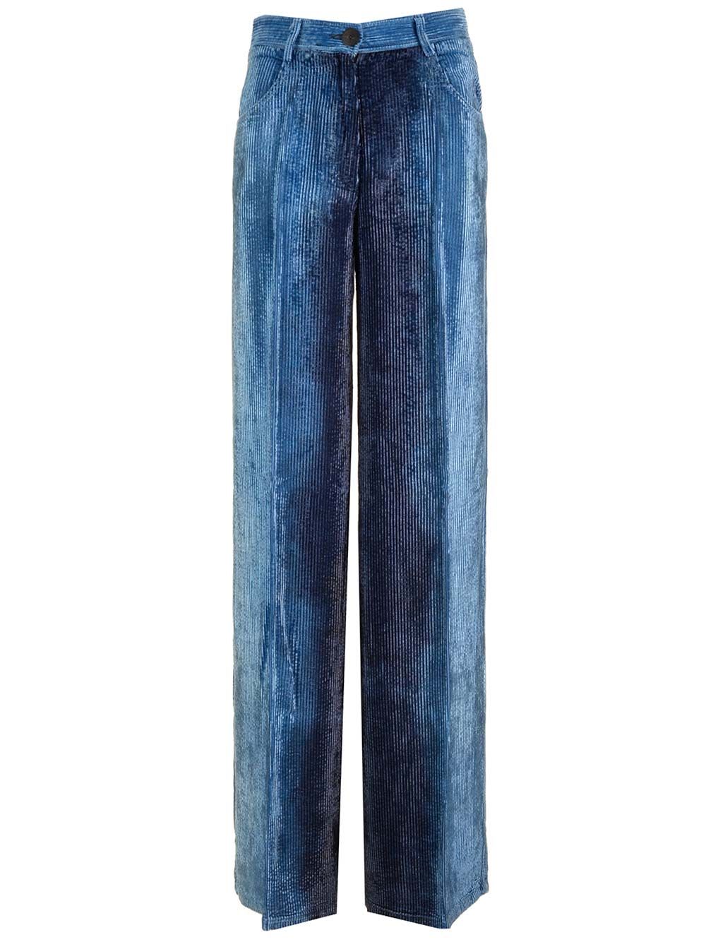 Forte_Forte Degradé Denim Velvet Wide Leg Pants Delavè