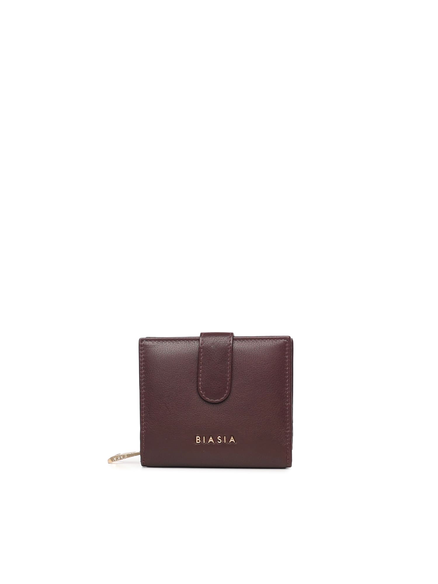 Biasia Leather Wallet With Logo In Brown