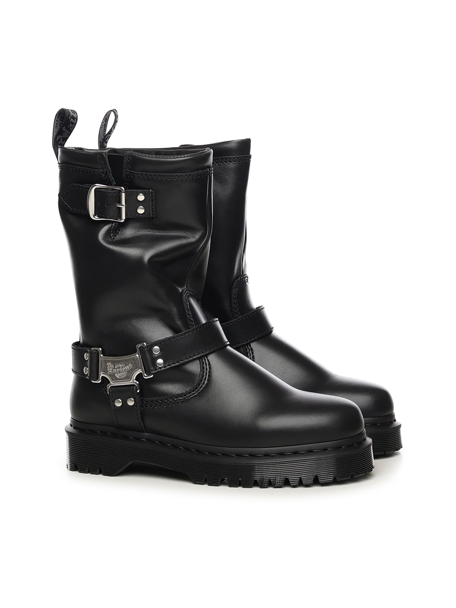 Dr. Martens Anistone Hi Leather Biker Boots In Black
