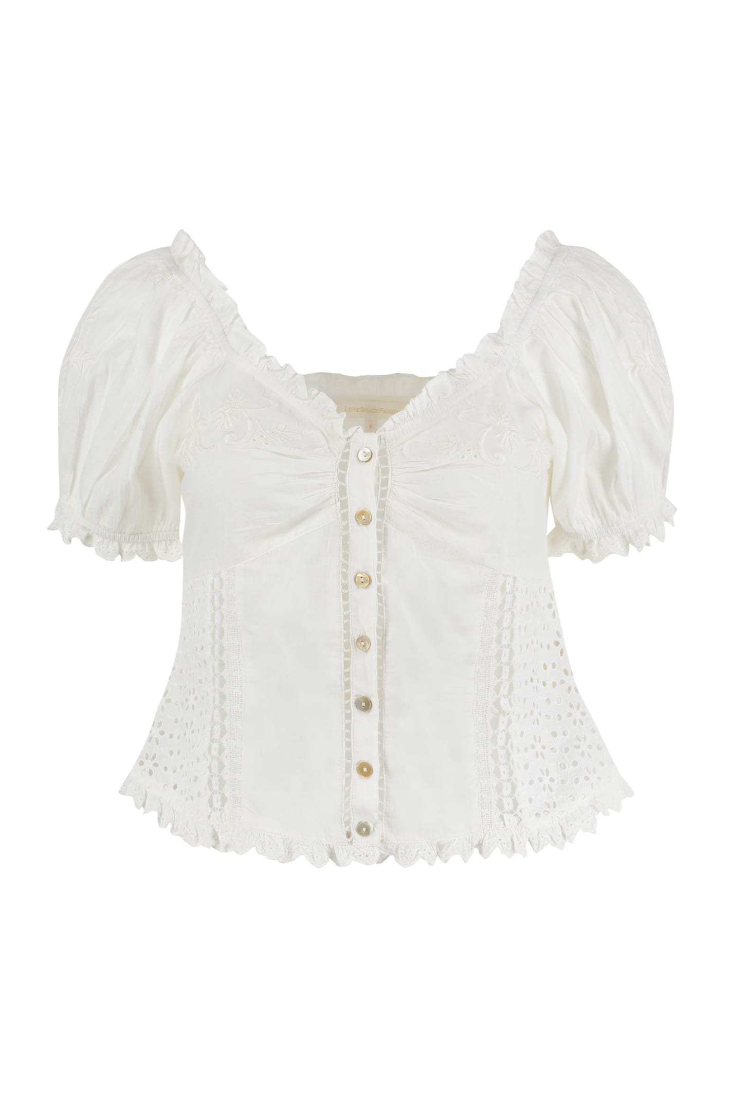 LoveShackFancy Bryant Cotton And Lace Blouse