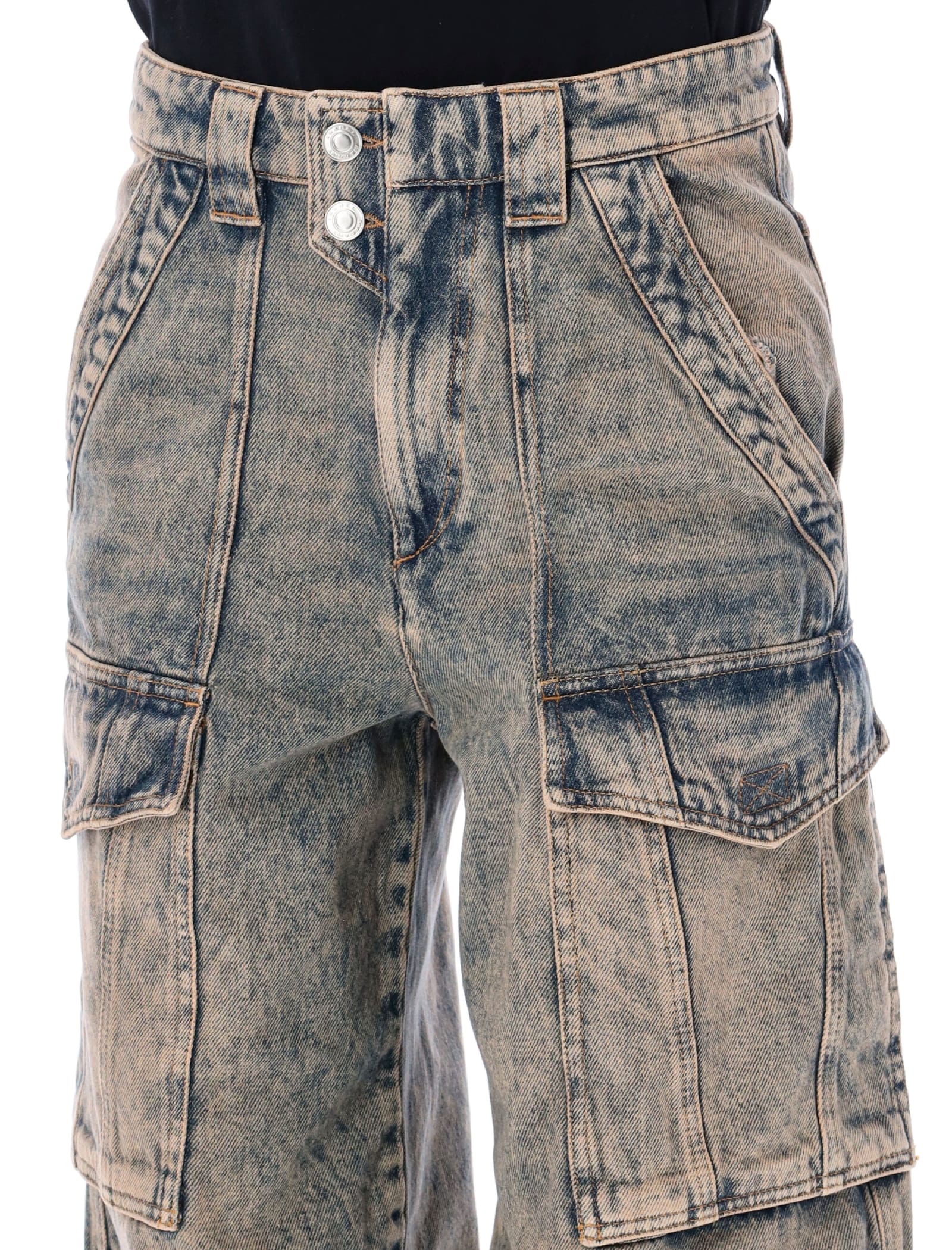 Shop Marant Etoile Heilani Cargo Trousers In Pinkies Blue