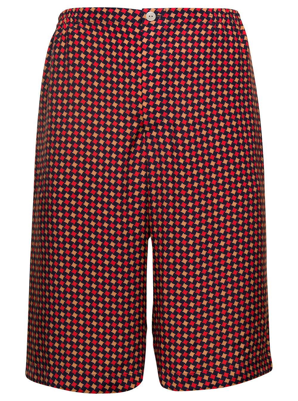 GUCCI RED GEOMETRIC HOUNDSTOOTH PRINT SHORTS IN VISCOSE MAN