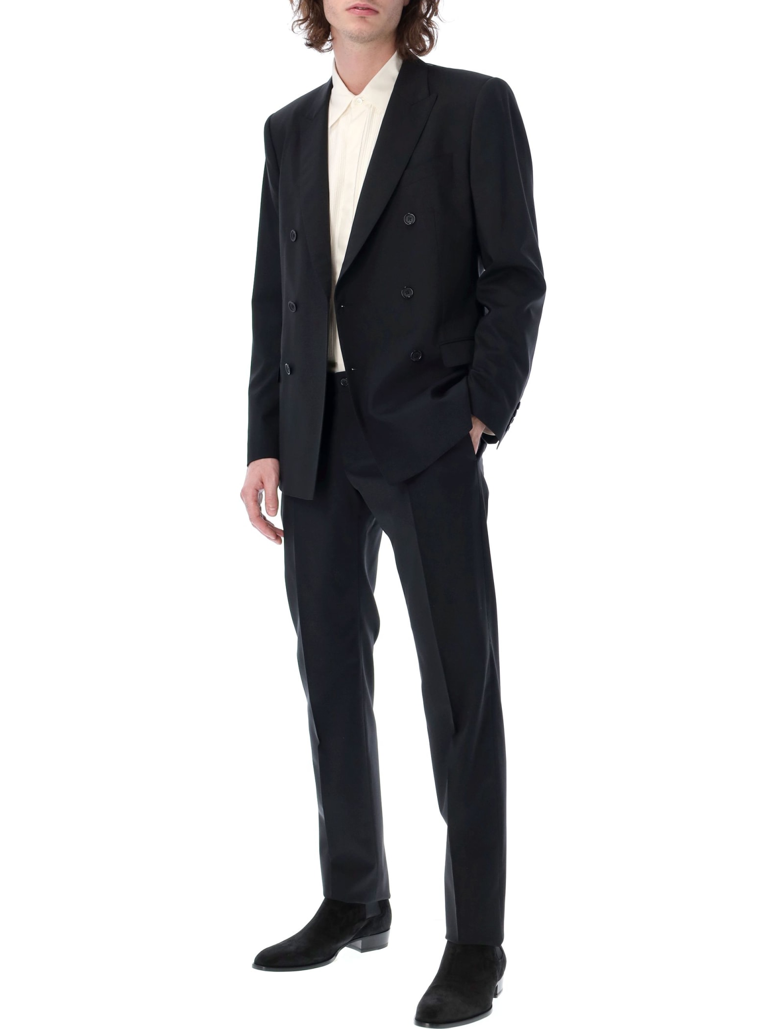 Shop Dolce & Gabbana Double-breasted Wool Martini-fit Suit