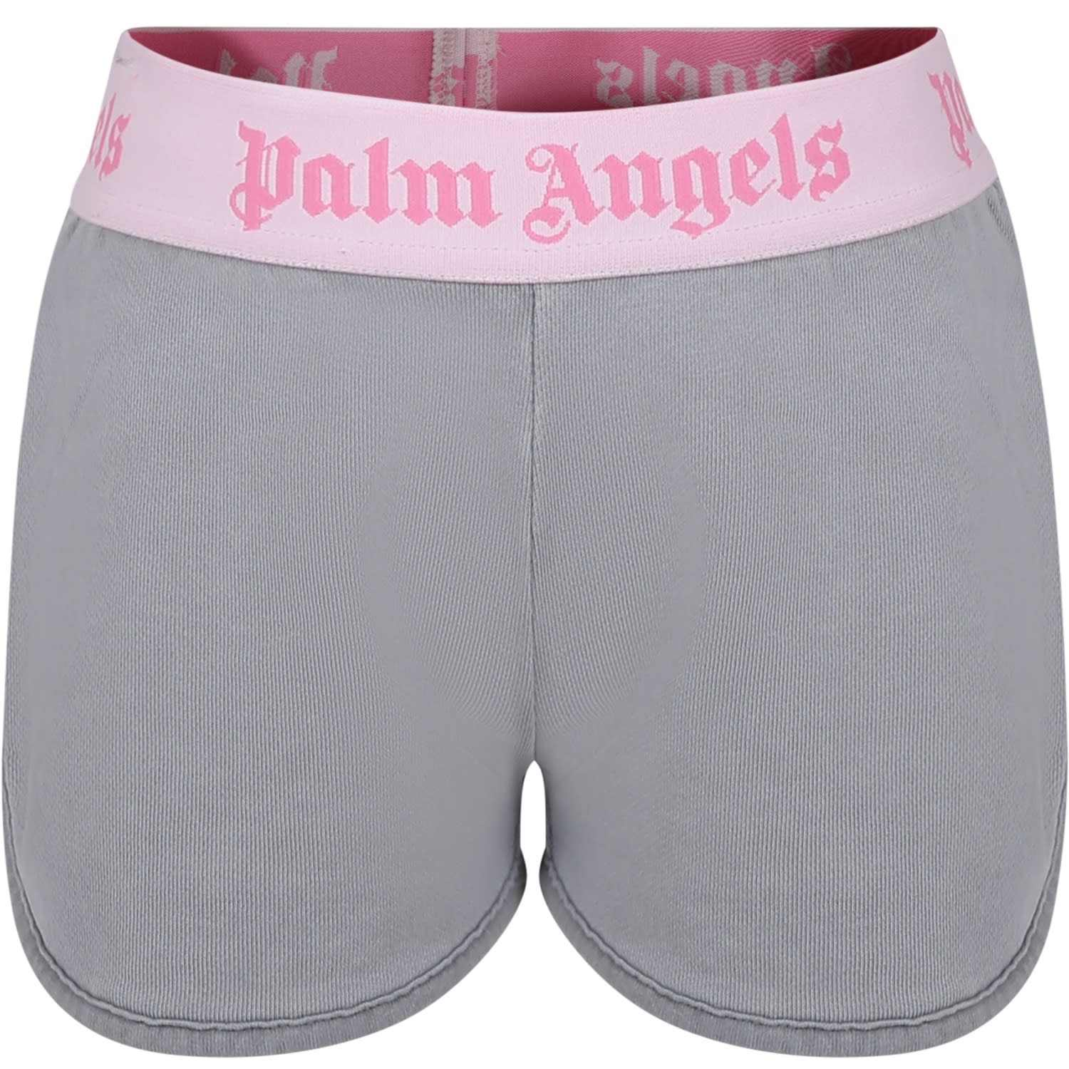 Palm Angels Gray Shorts For Girl With Logo