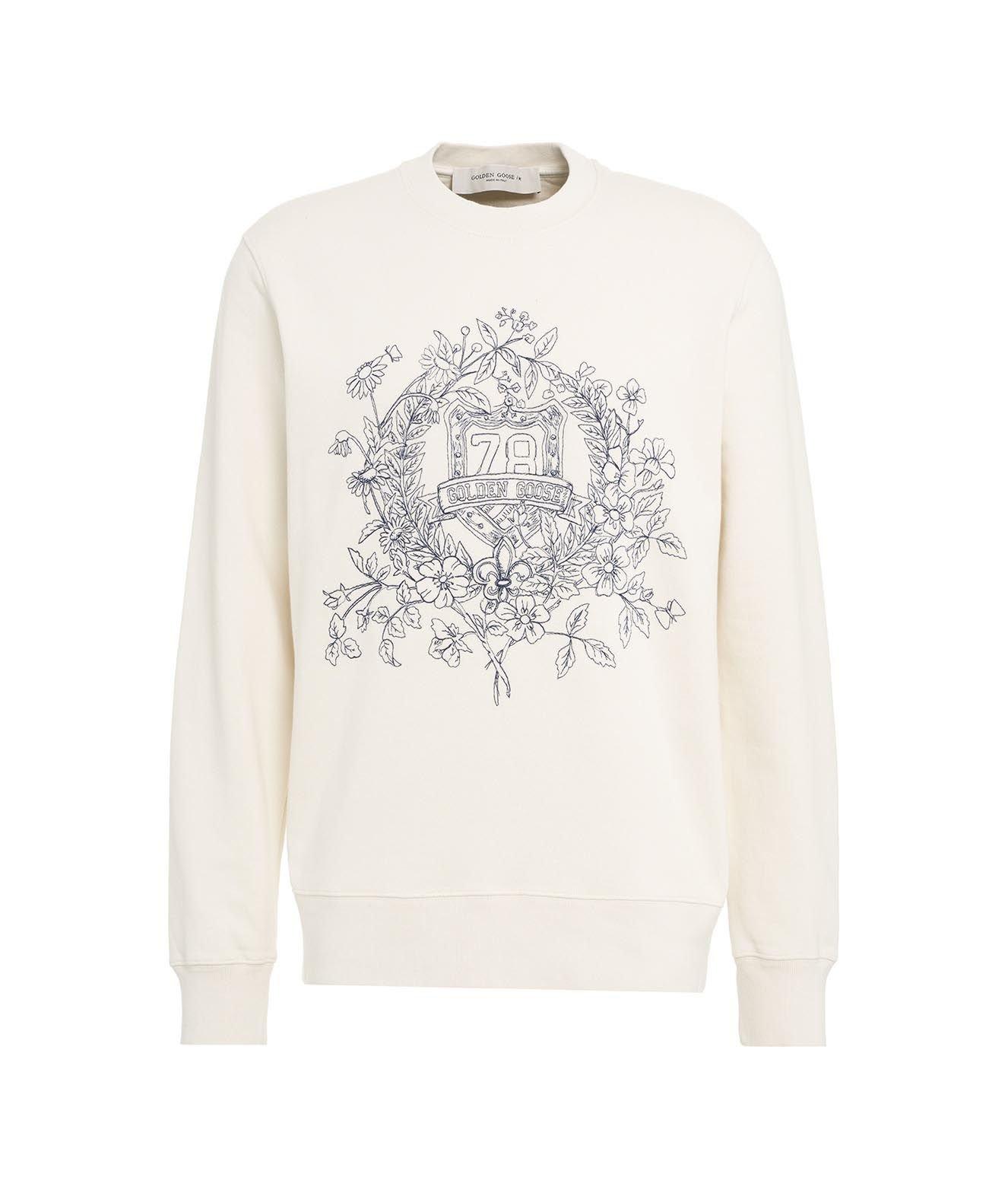 Shop Golden Goose Floral Embroidered Sweatshirt In White