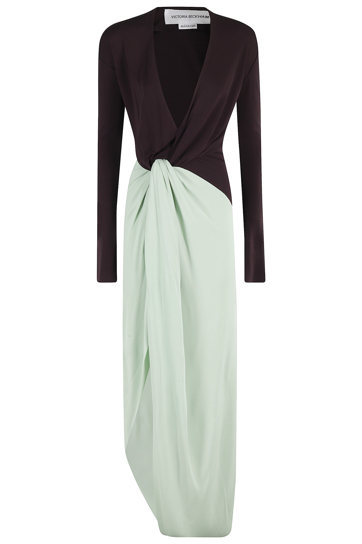 Long Sleeve Knot Detail Jersey Gown