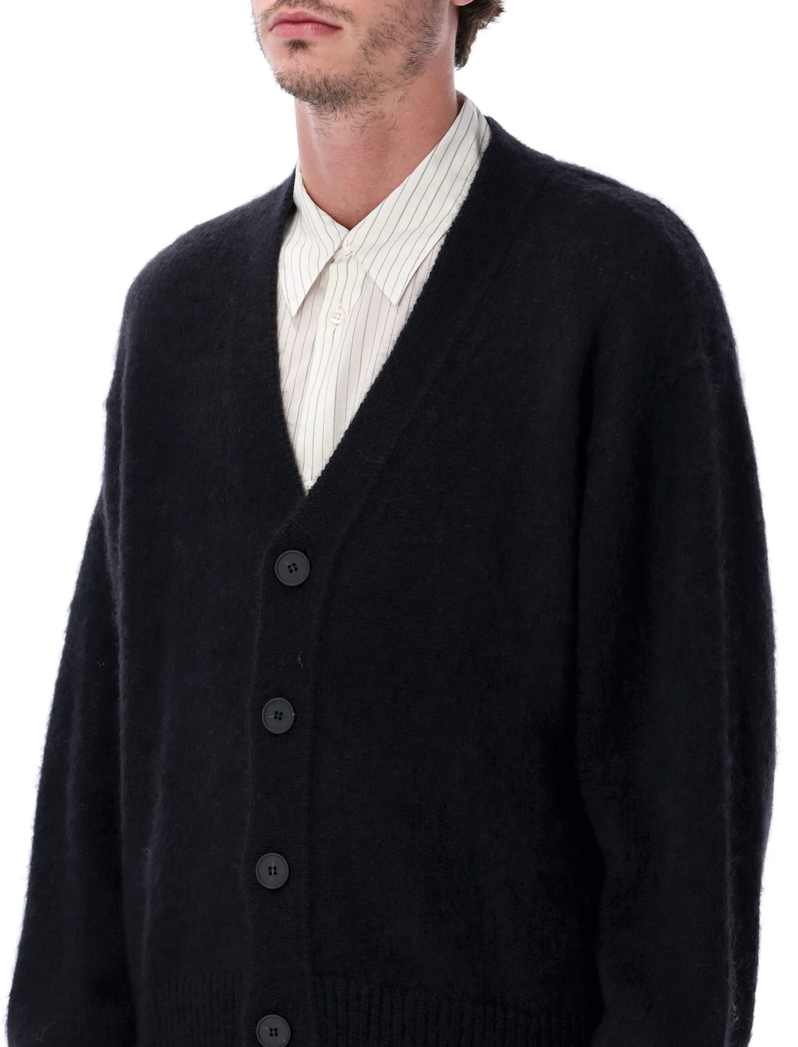 Studio Nicholson Trey Superkid Mohair Cardigan In Black