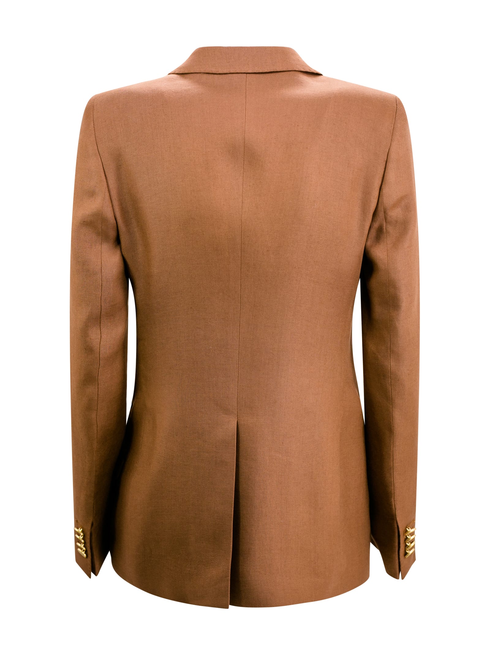 Shop Tagliatore Full Suit With Double-breasted Blazer With Peaked Lapels And Straight Pants. In Brown