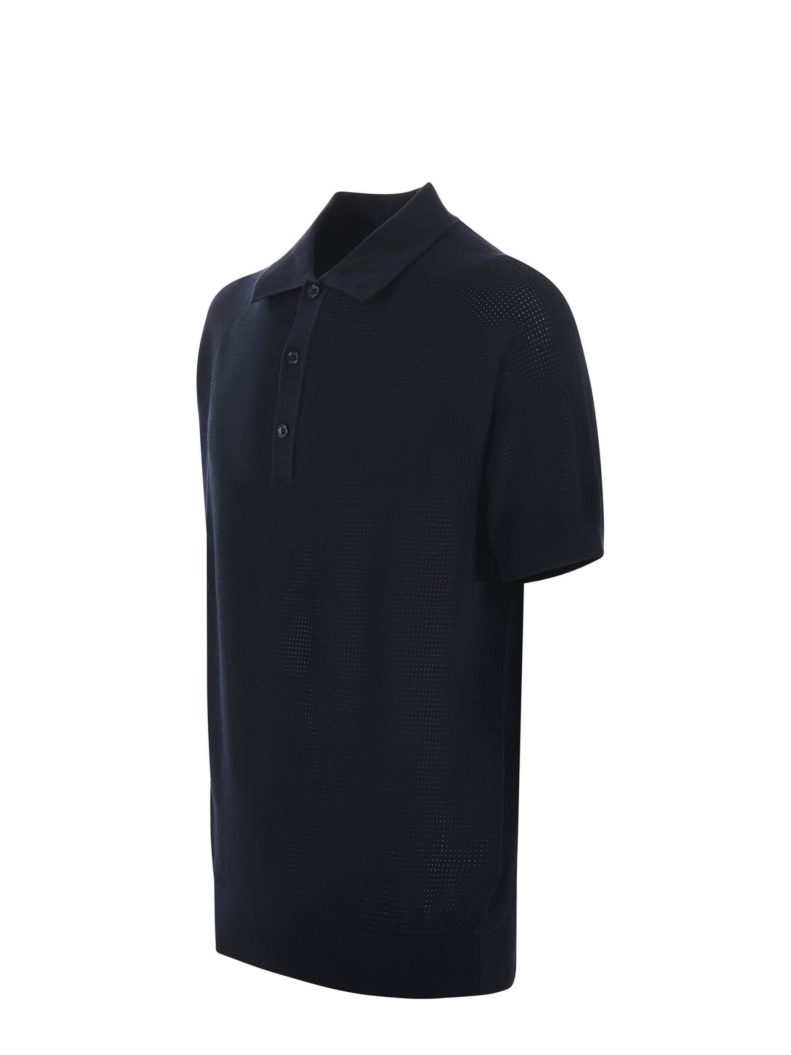 Shop Paolo Pecora Polo Shirt In Cotton Thread In Blu Scuro