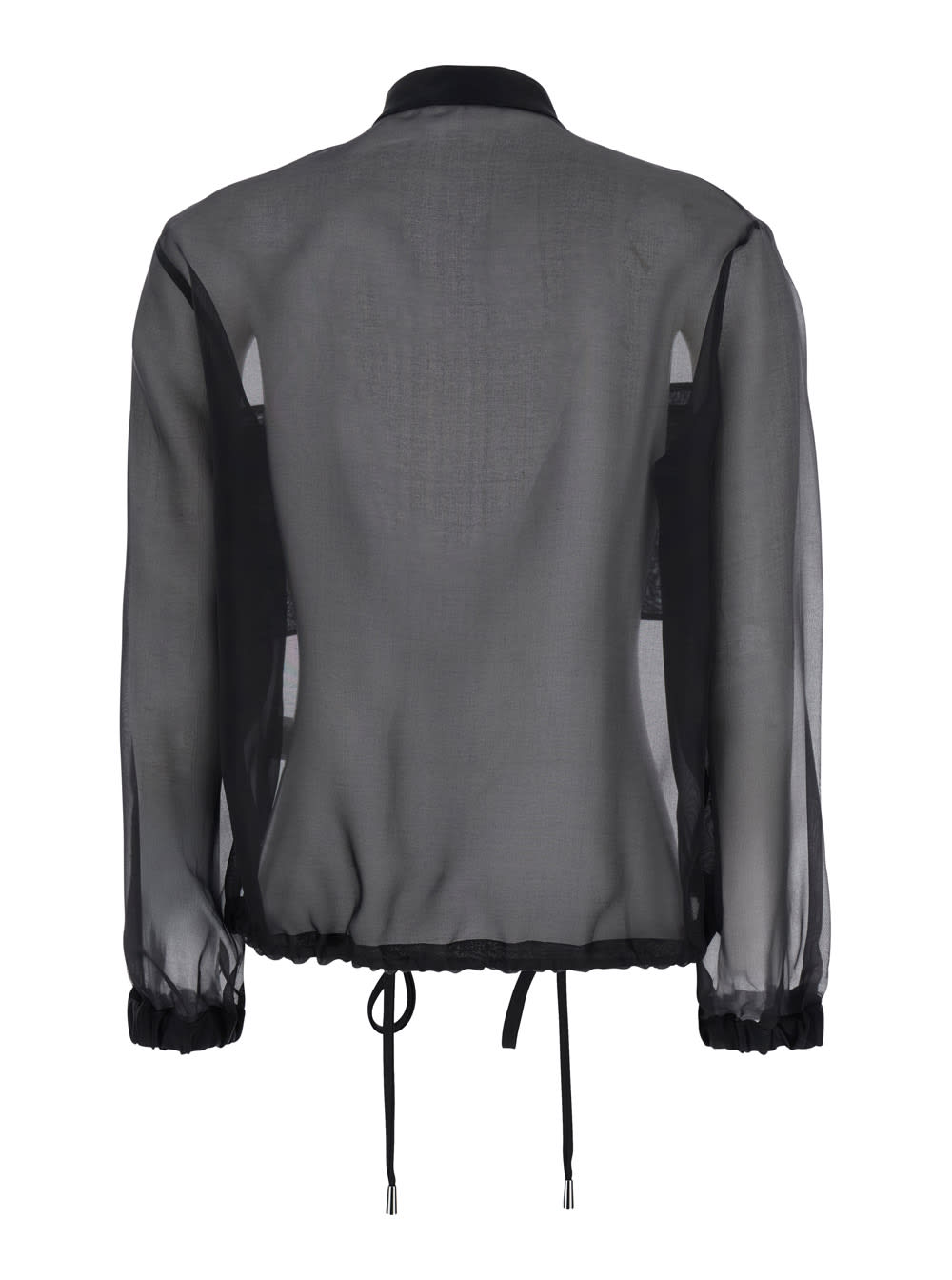 Antonelli Zaffiro Black Jacket With Puffed Sleeves And Drawstring Waist In Silk Woman In Black