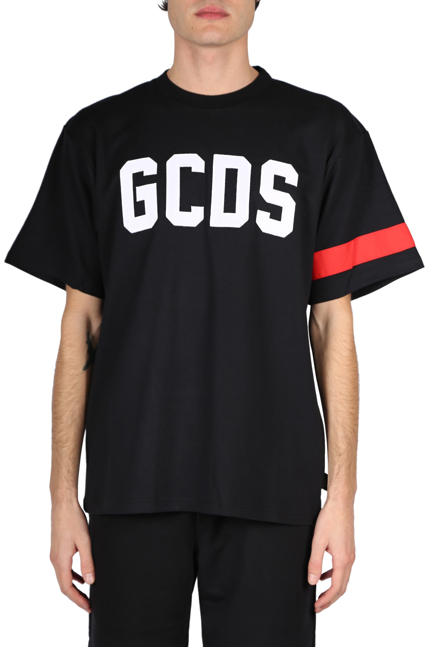 GCDS Black T-shirt Light Cotton Logo