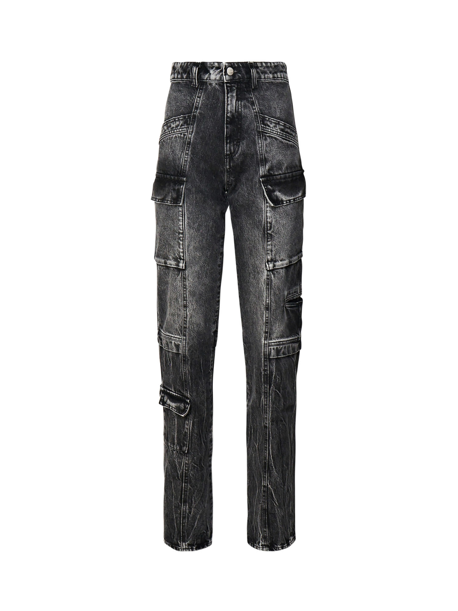 Icon Denim Bianca Aged Effect Slim Fit Jeans With Cargo Pockets In Aged Grey