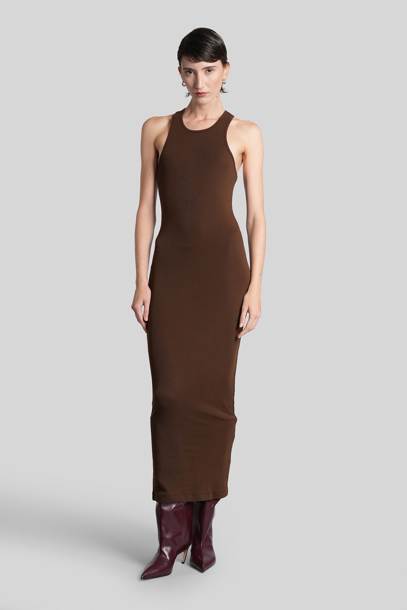 Entire Studios Long Dress In Brown Cotton In Brown