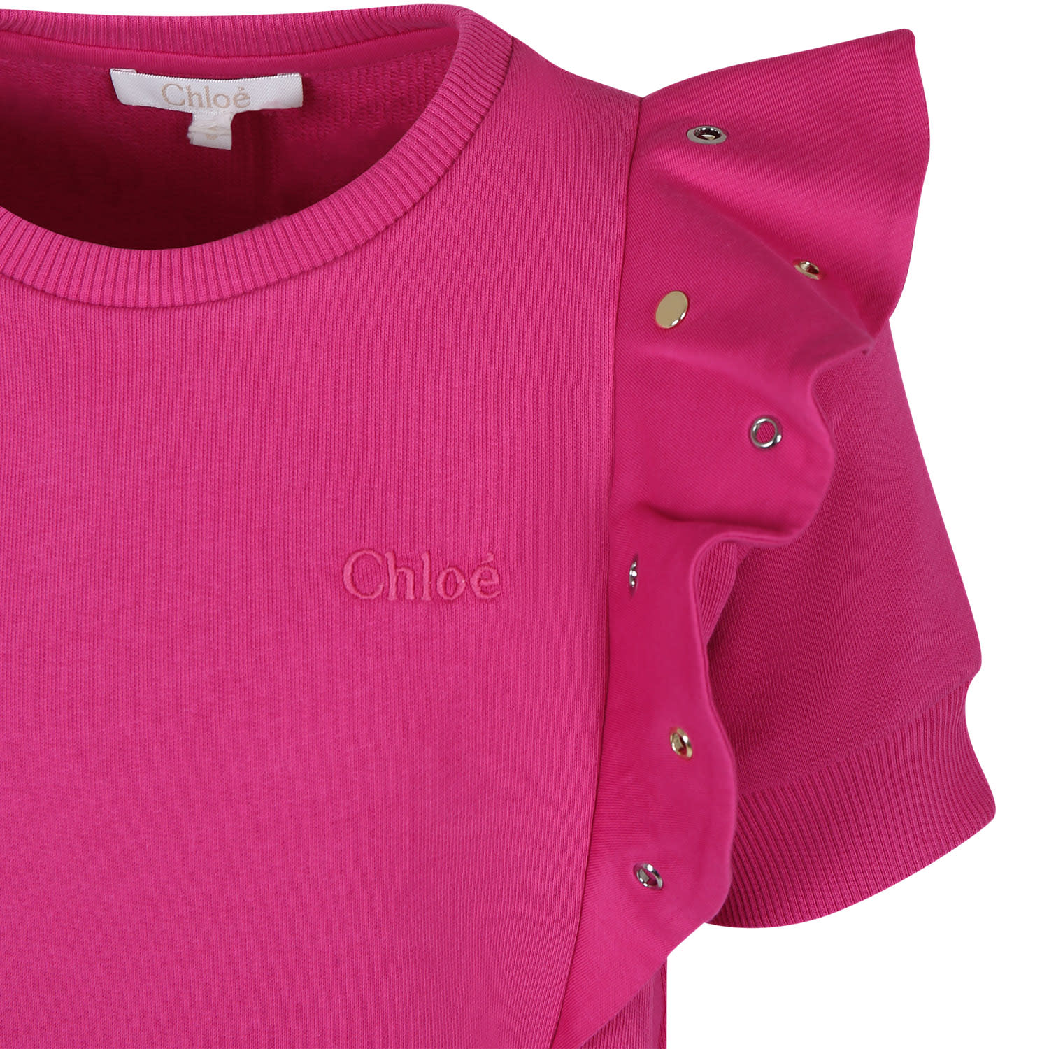 Chloé Fuchsia Dress For Girl With Logo In Fuchsia