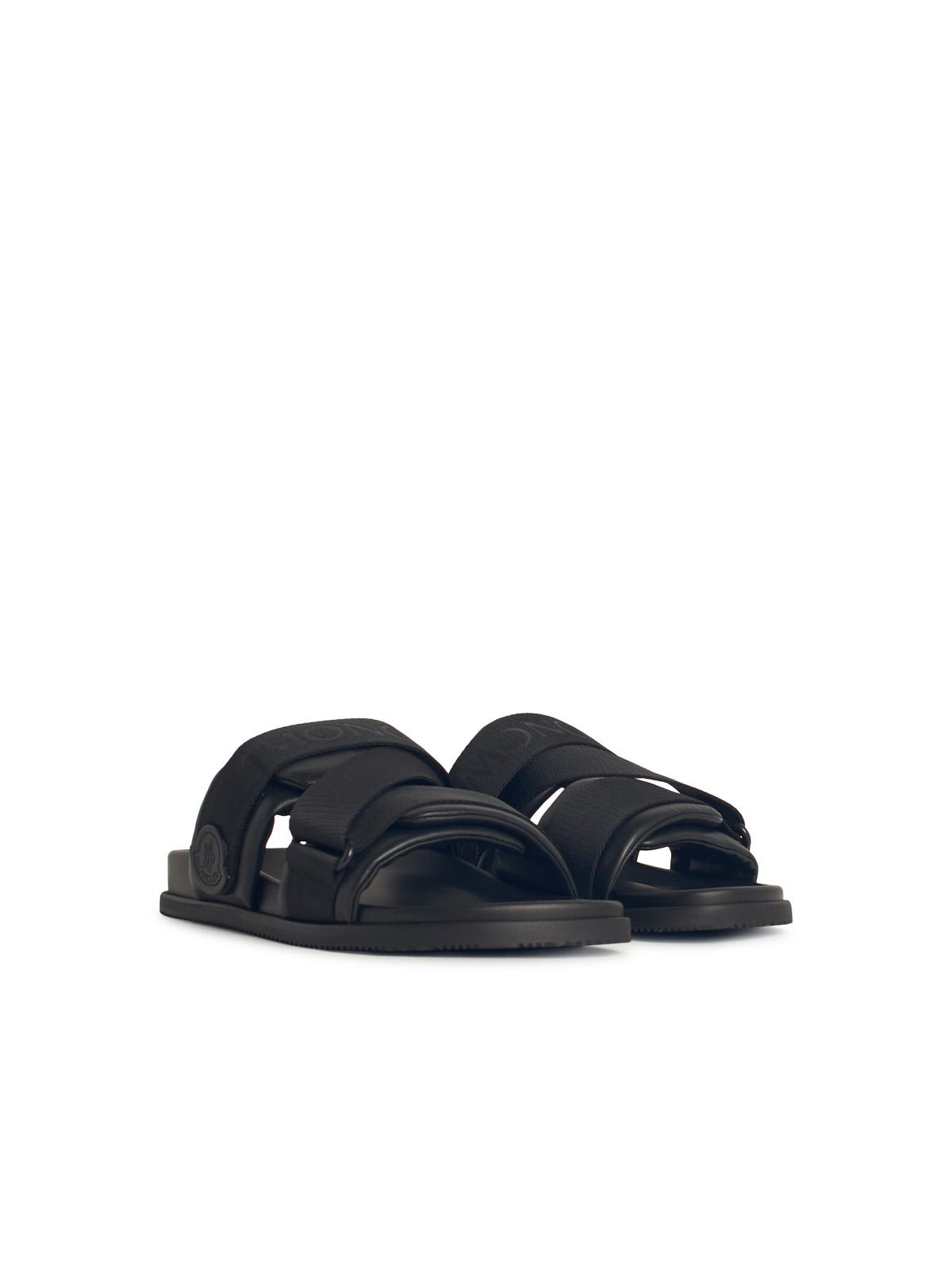 Moncler Logo-jacquard Rubber Sliders In Black