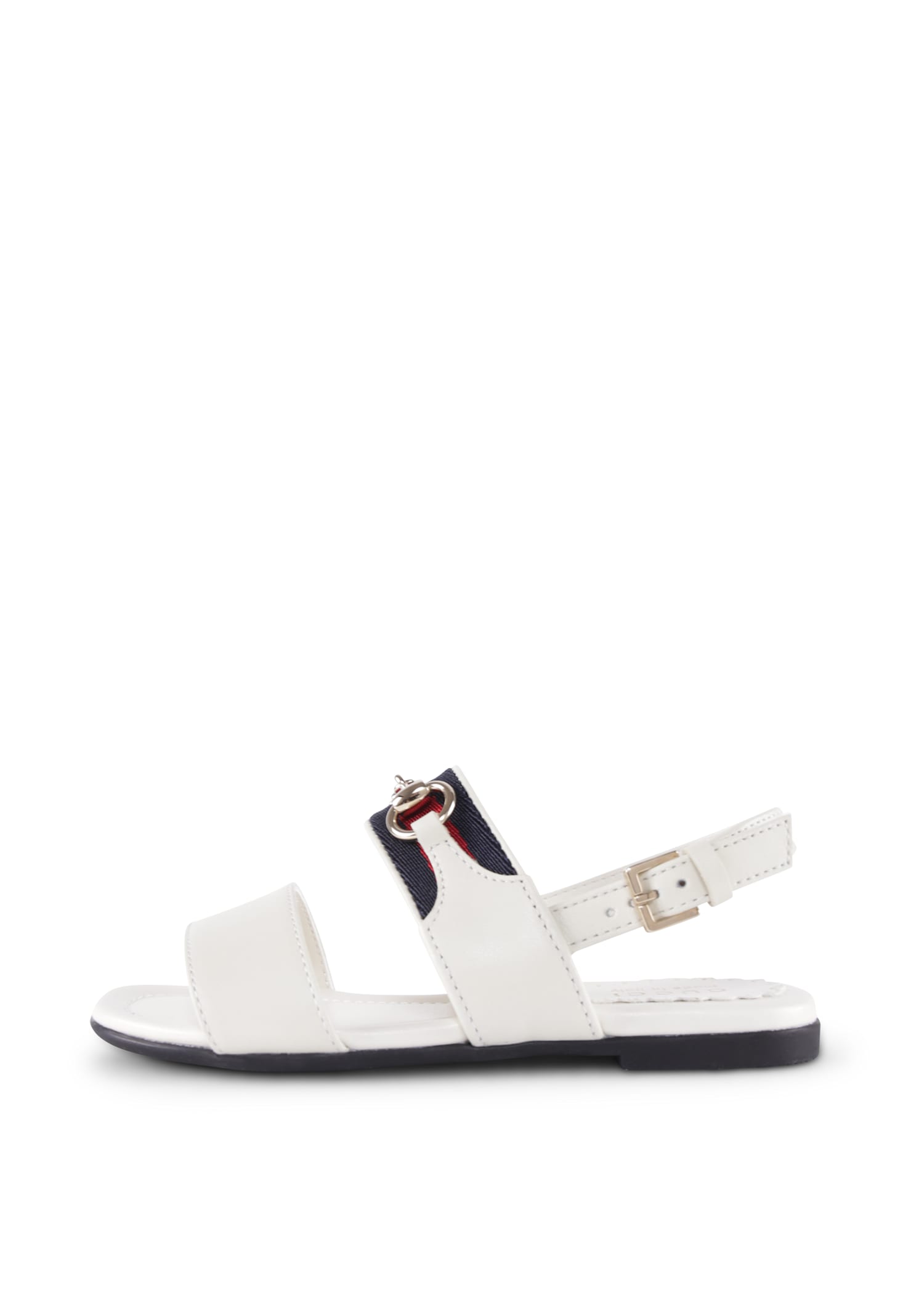 Gucci White Sandals For Girl With Iconic Web Detail In White