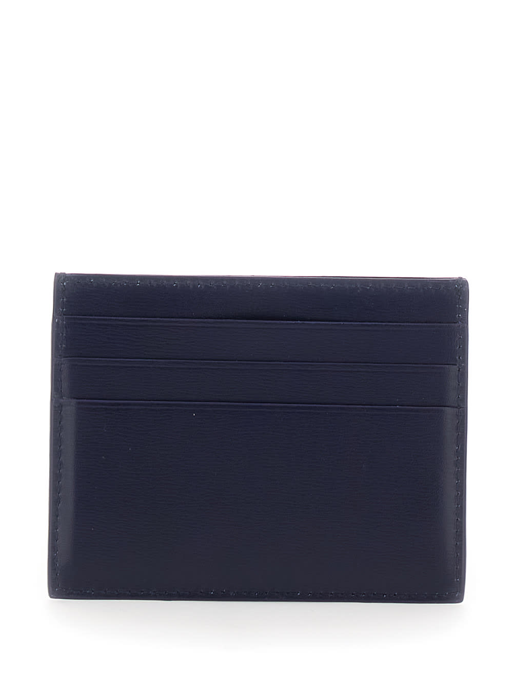 Ferragamo Florence Blue Card Holder With Logo Lettering On The Front In Leather Man In Blue